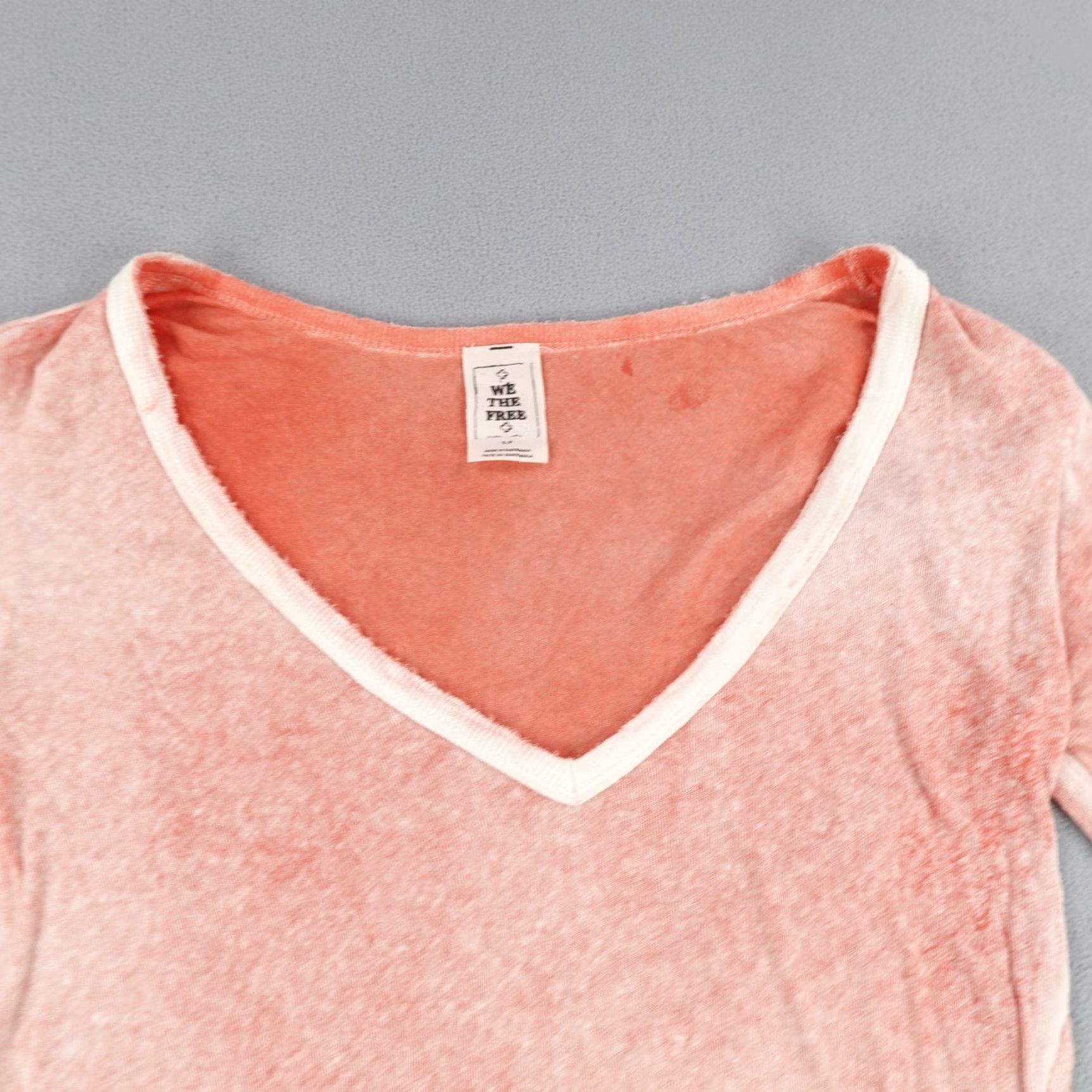 Vintage We The Free Shirt Women S Pink Asymmetrical Beach Tee Top Burnout V Neck Size S / US 4 / IT 40 - 2 Thumbnail