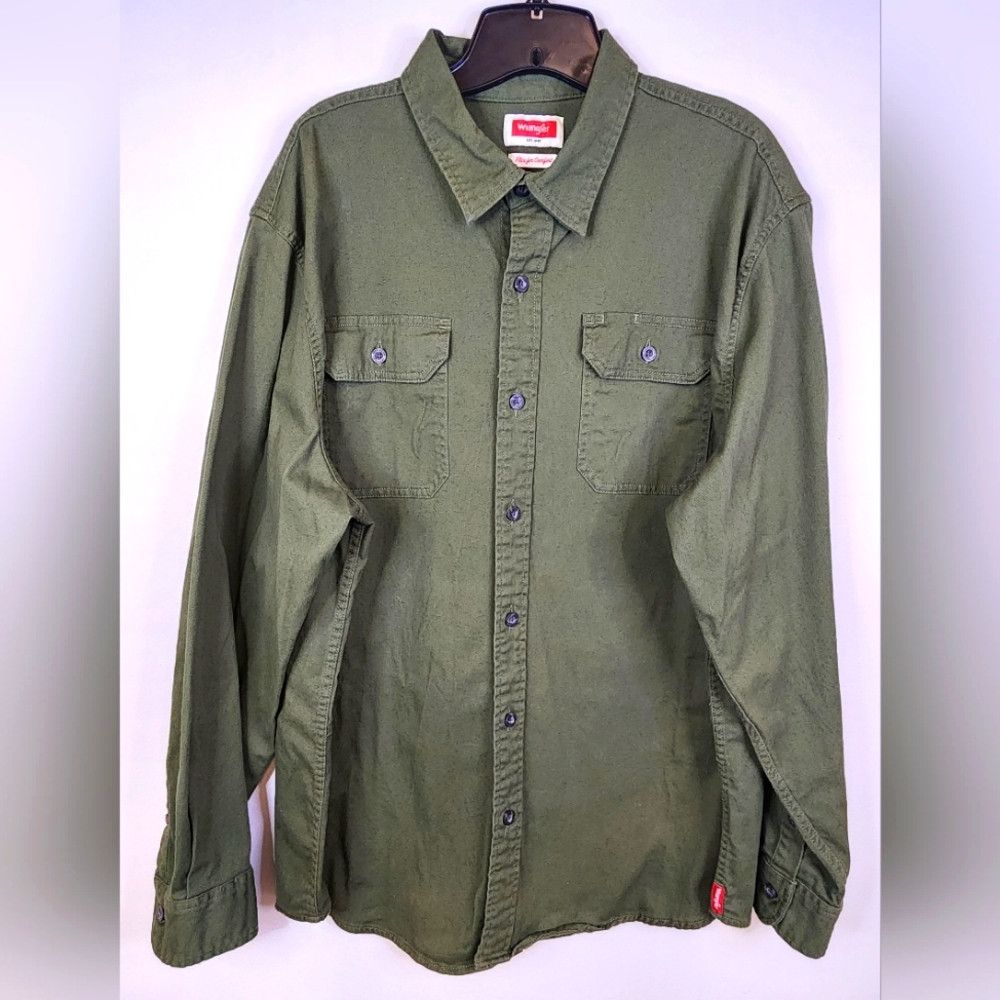 Wrangler Wrangler Xlarge Army Green Button Down Long Sleeve Workwear Size US XL / EU 56 / 4 - 1 Thumbnail