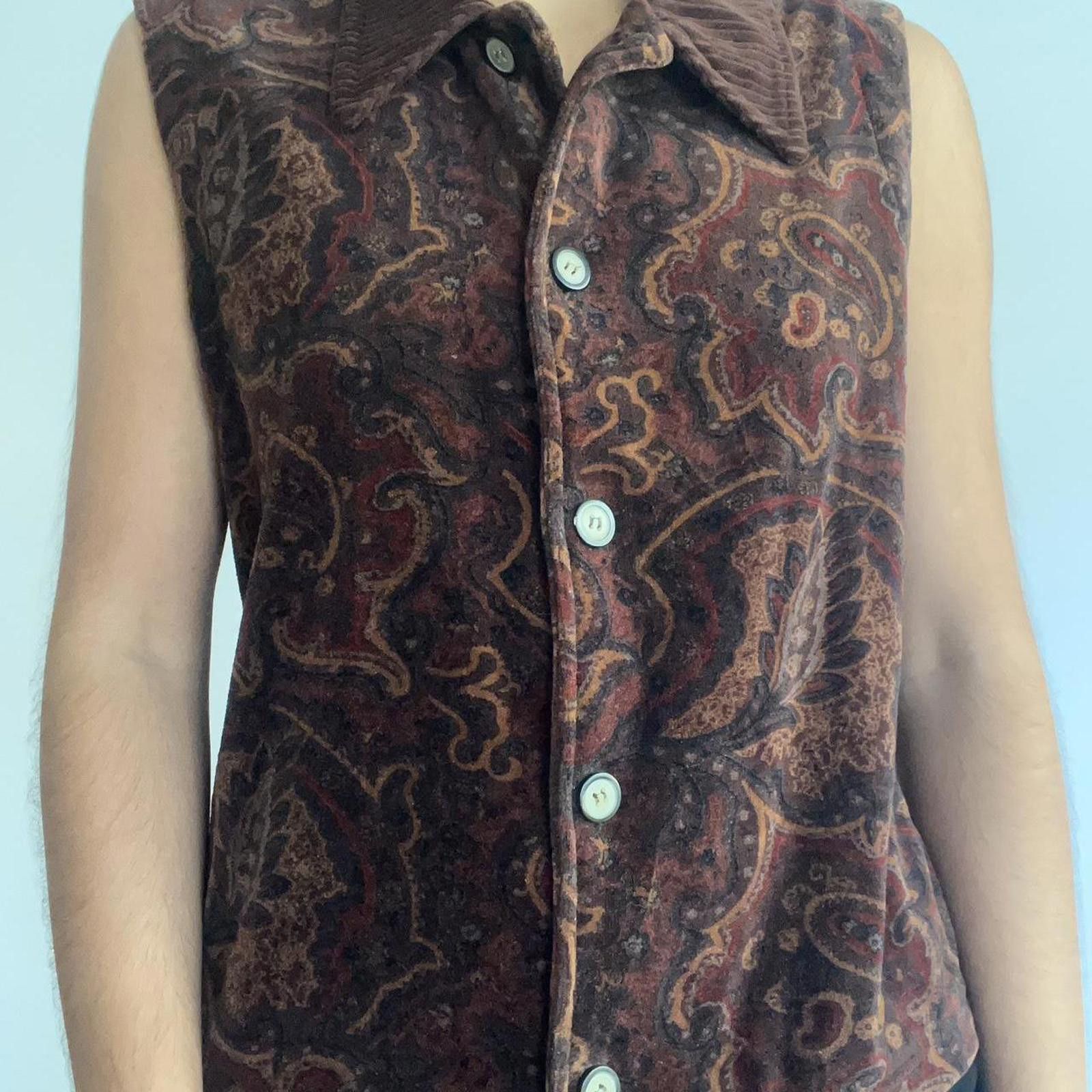 Other Brown paisley button up vest with tie back #boho #western Size S / US 4 / IT 40 - 3 Thumbnail