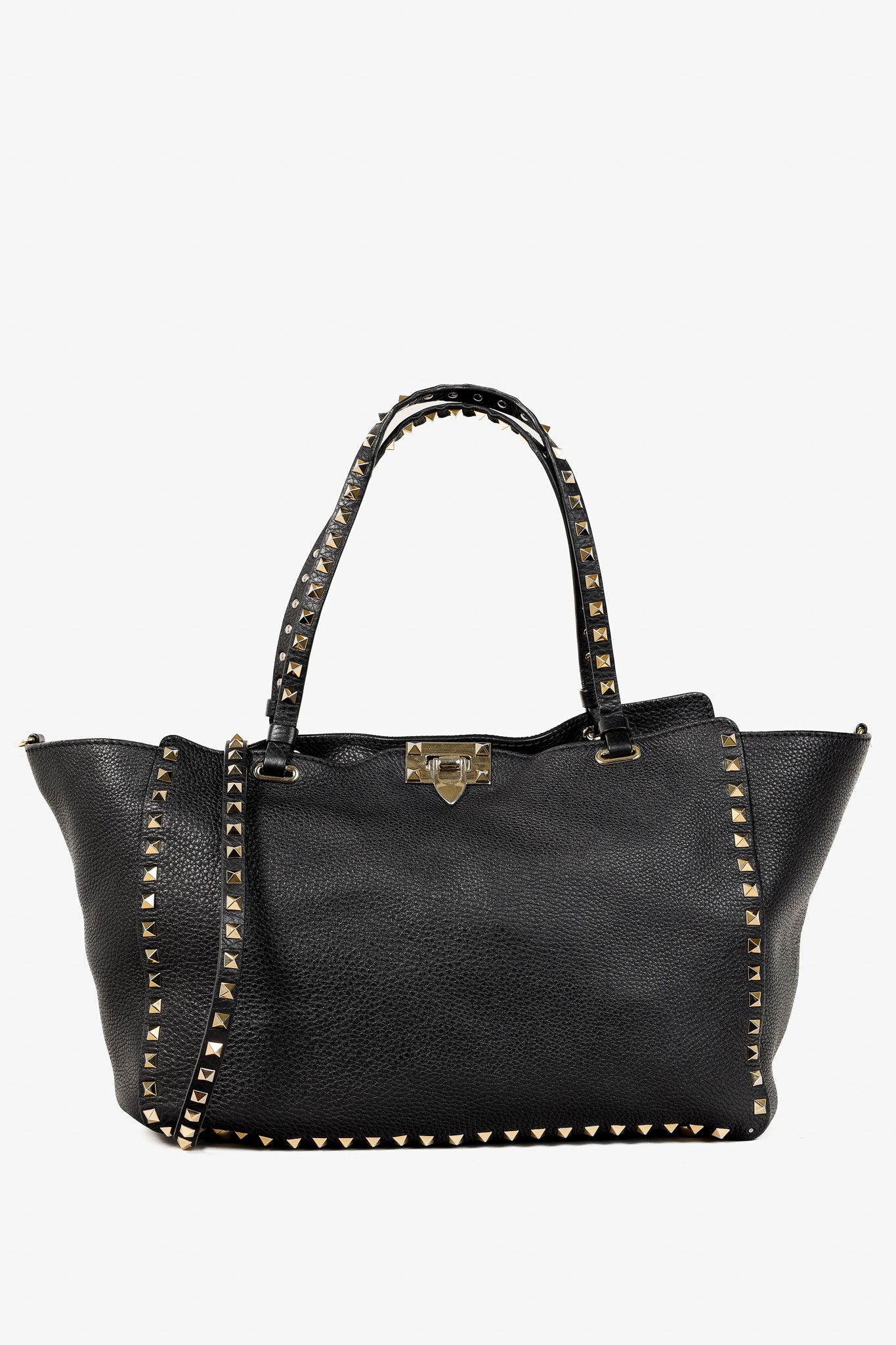 Valentino Valentino Garavani Medium Rockstud Pebbled Calfskin Tote Size ONE SIZE - 1 Thumbnail