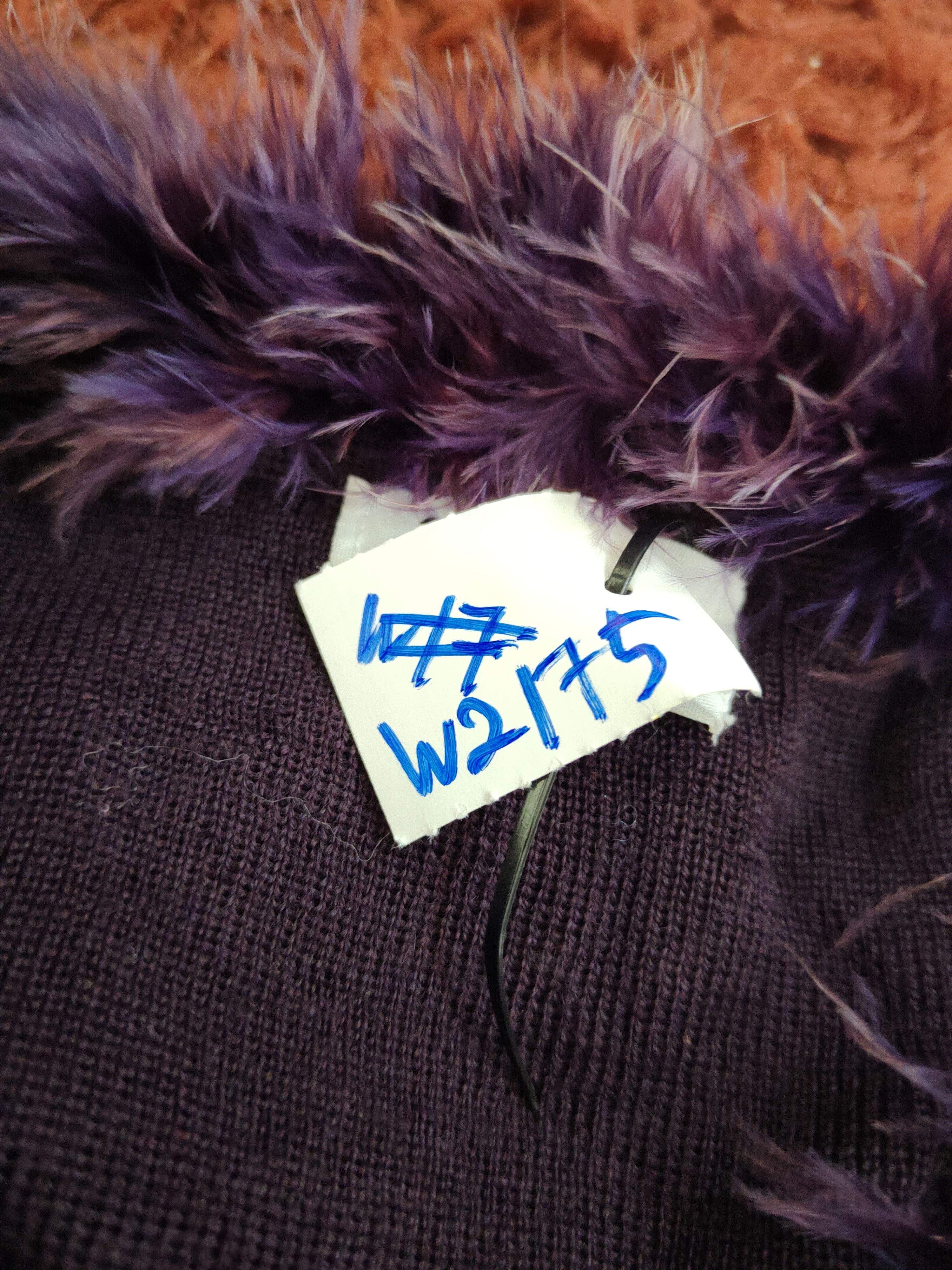 Homespun Knitwear Indio Dark Purple shaggy fur Knitwear Cardigan #W2175 Size L / US 10 / IT 46 - 12 Thumbnail