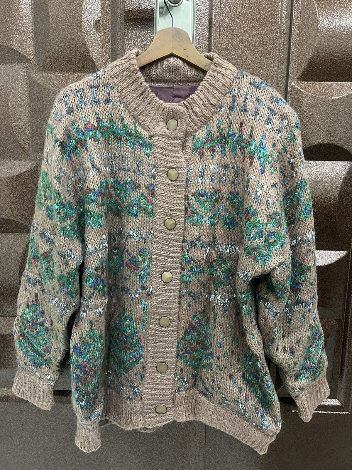 Japanese Brand VINTAGE Chunky Cozy Christmas Tree Button Up Knit Cardigan Size L / US 10 / IT 46 - 2 Thumbnail