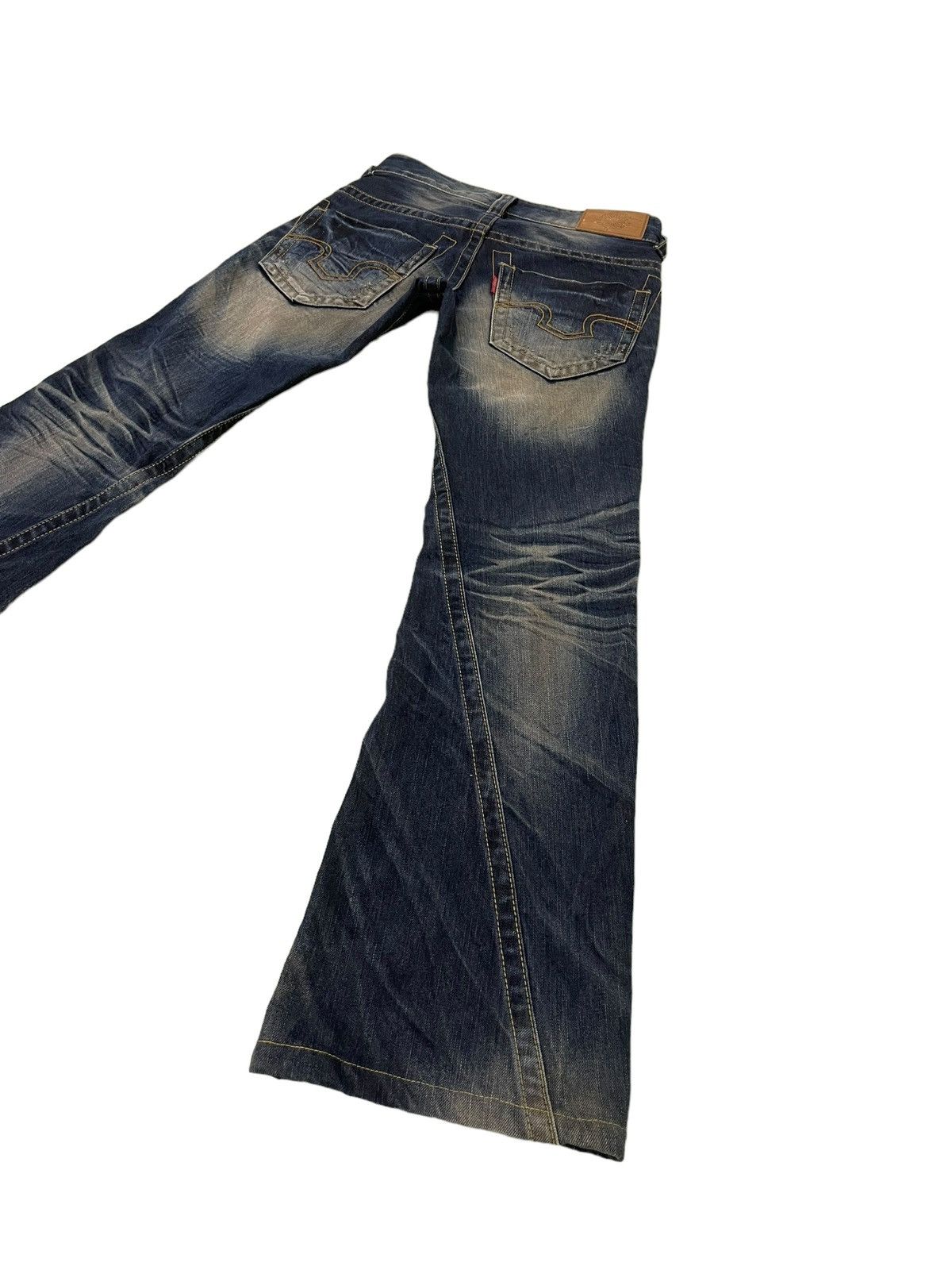 Japanese Brand Flare Jeans Tornado Mart Faded Distress Boot Cut 8🟦8 Size US 29 - 13 Thumbnail