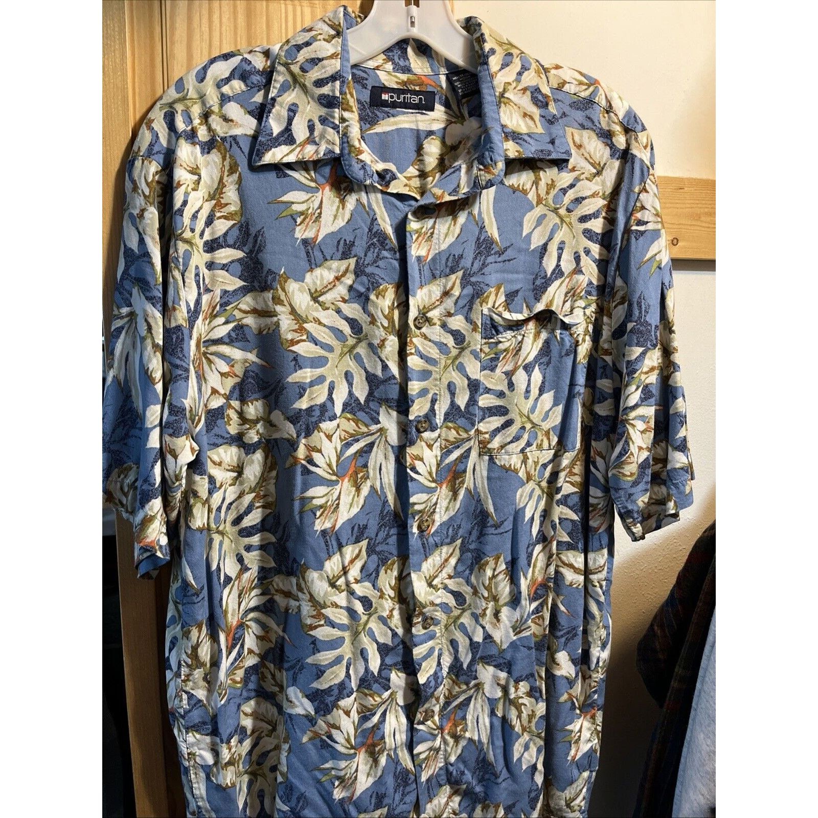 Puritan Puritan Hawaiian Shirt Size M Men's Blue SS Floral Viscose Size US M / EU 48-50 / 2 - 2 Thumbnail