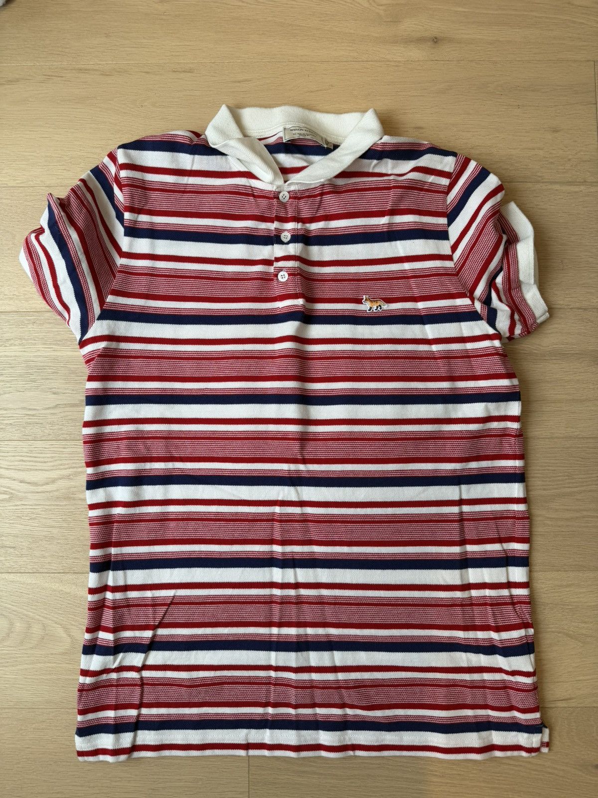 Maison Kitsune Madison Mitaune Striped Polo Size US L / EU 52-54 / 3 - 1 Thumbnail