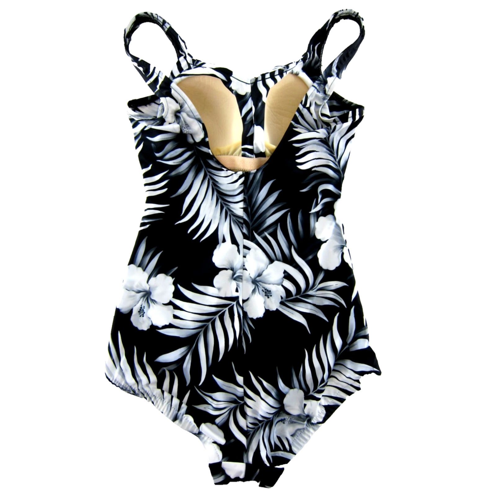 Vintage VINTAGE Le Cove Black White Floral Built In Bra One Piece Swimsuit Women Size 16 Size ONE SIZE - 2 Thumbnail