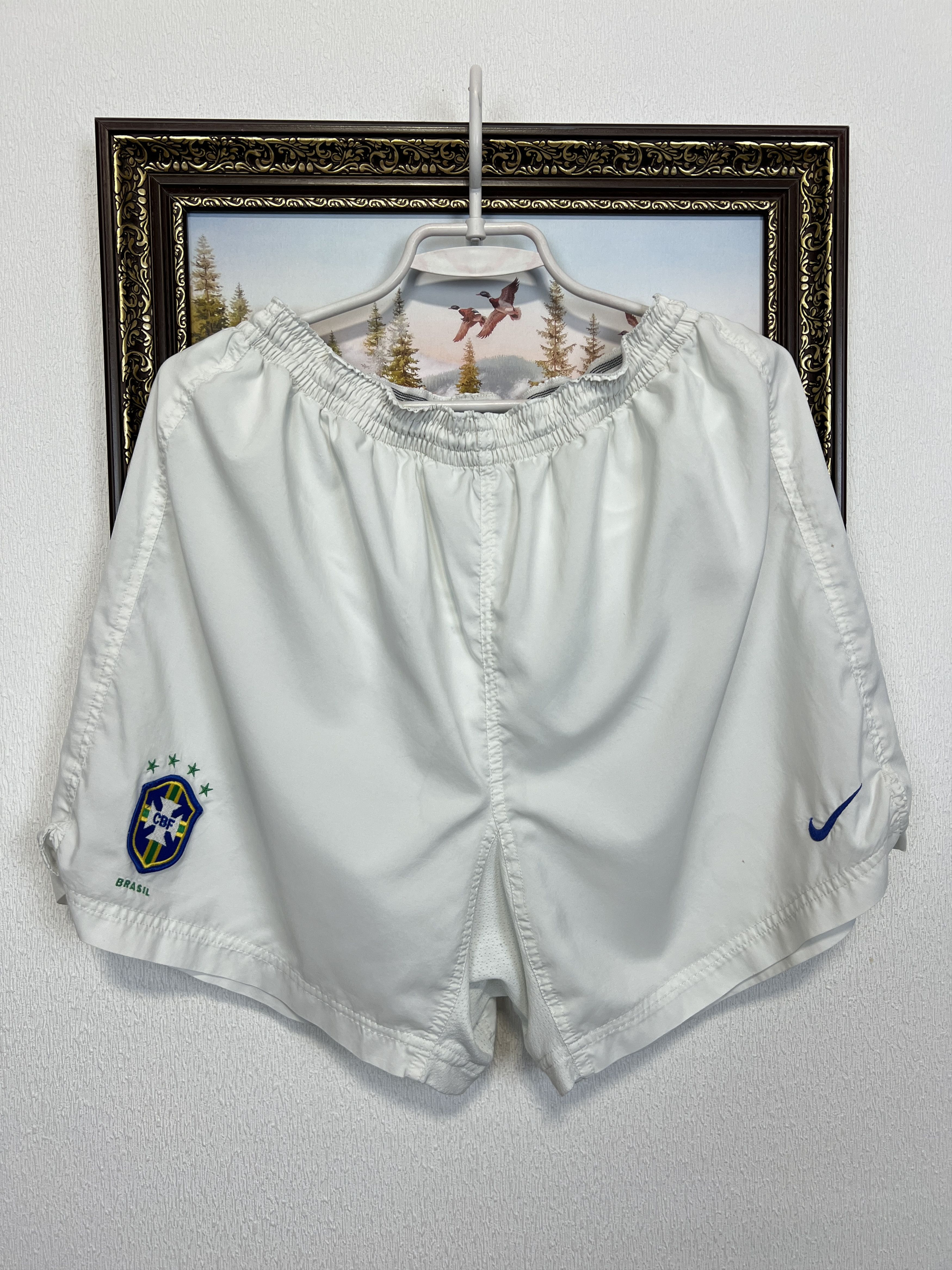 Nike Vintage 90's Brazil Football Shorts Soccer Athletic National Size US 34 / EU 50 - 1 Thumbnail