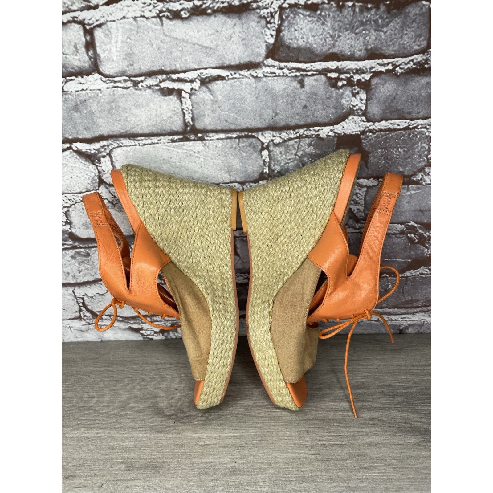 Cole Haan Cole Haan Orange Leather Lace Up Wedge Espadrilles Sandals W Size US 9.5 / IT 39.5 - 23 Thumbnail