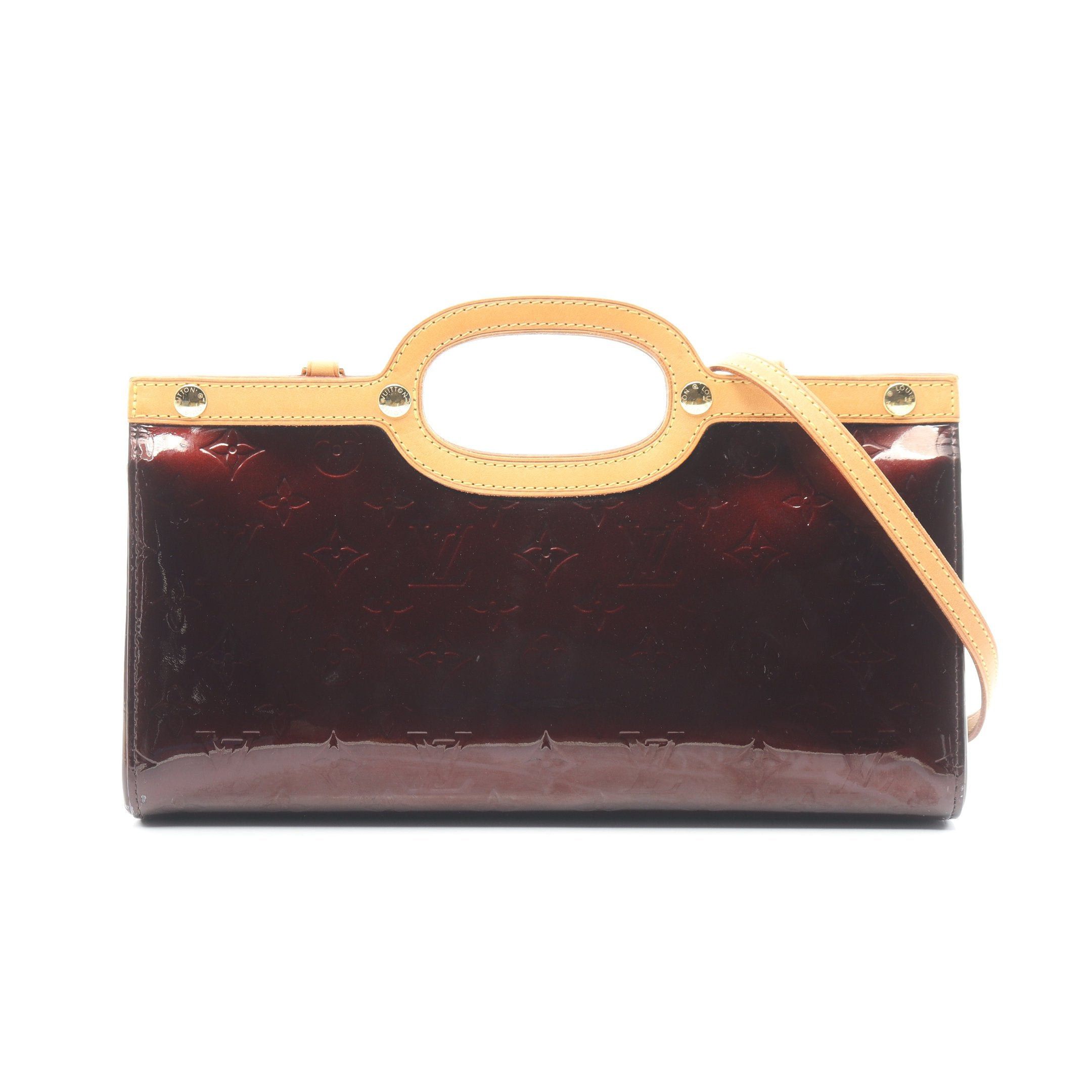image of Louis Vuitton Roxbury Drive Monogram Vernis Amarante Handbag Leather Dark Purple 2Way, Women's