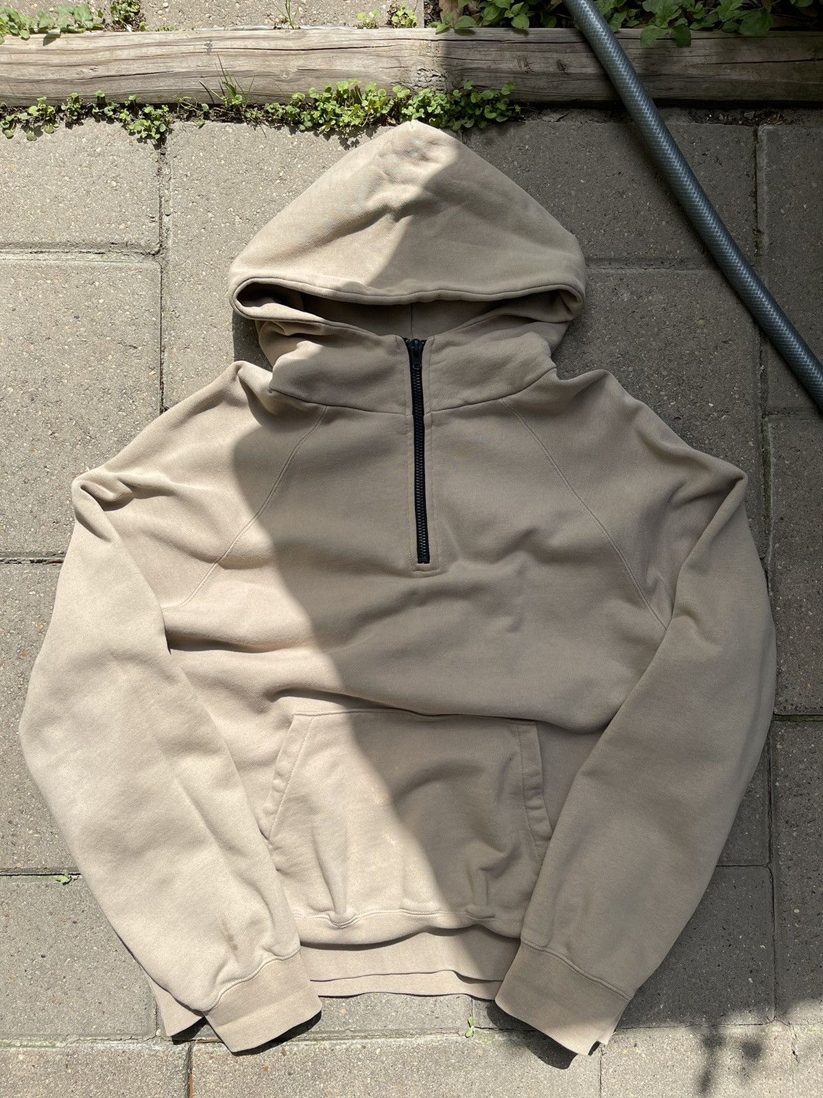 image of Fear Of God Fog Essentials Half Zip Pullover Hoodie in Chinchilla, Men's (Size Medium)