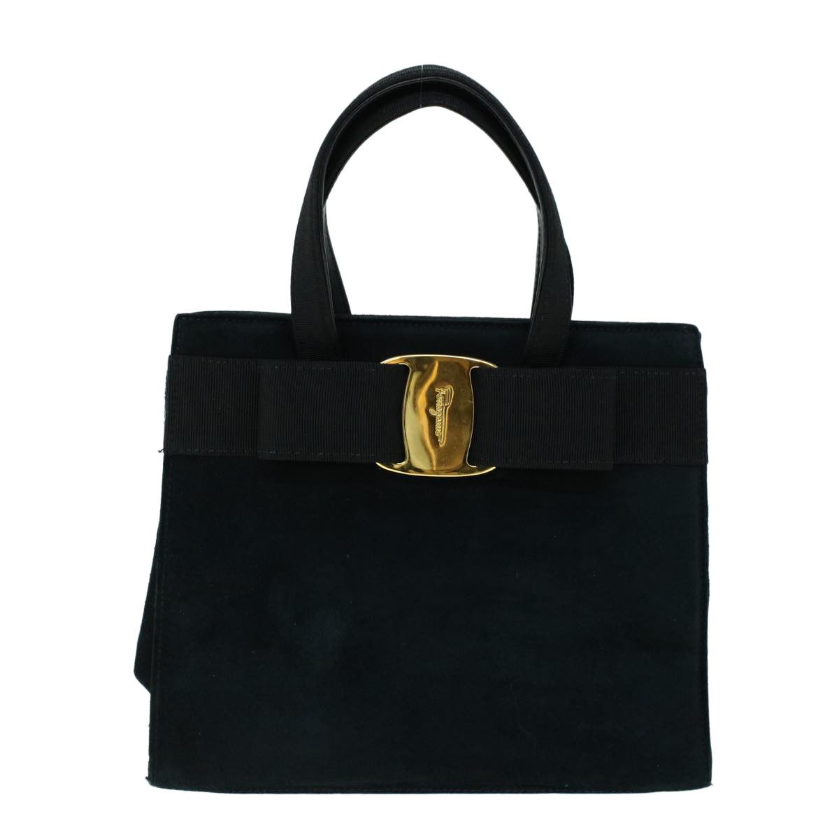 Salvatore Ferragamo Vara Black Suede Handbag (Pre-Owned) Size ONE SIZE - 1 Thumbnail