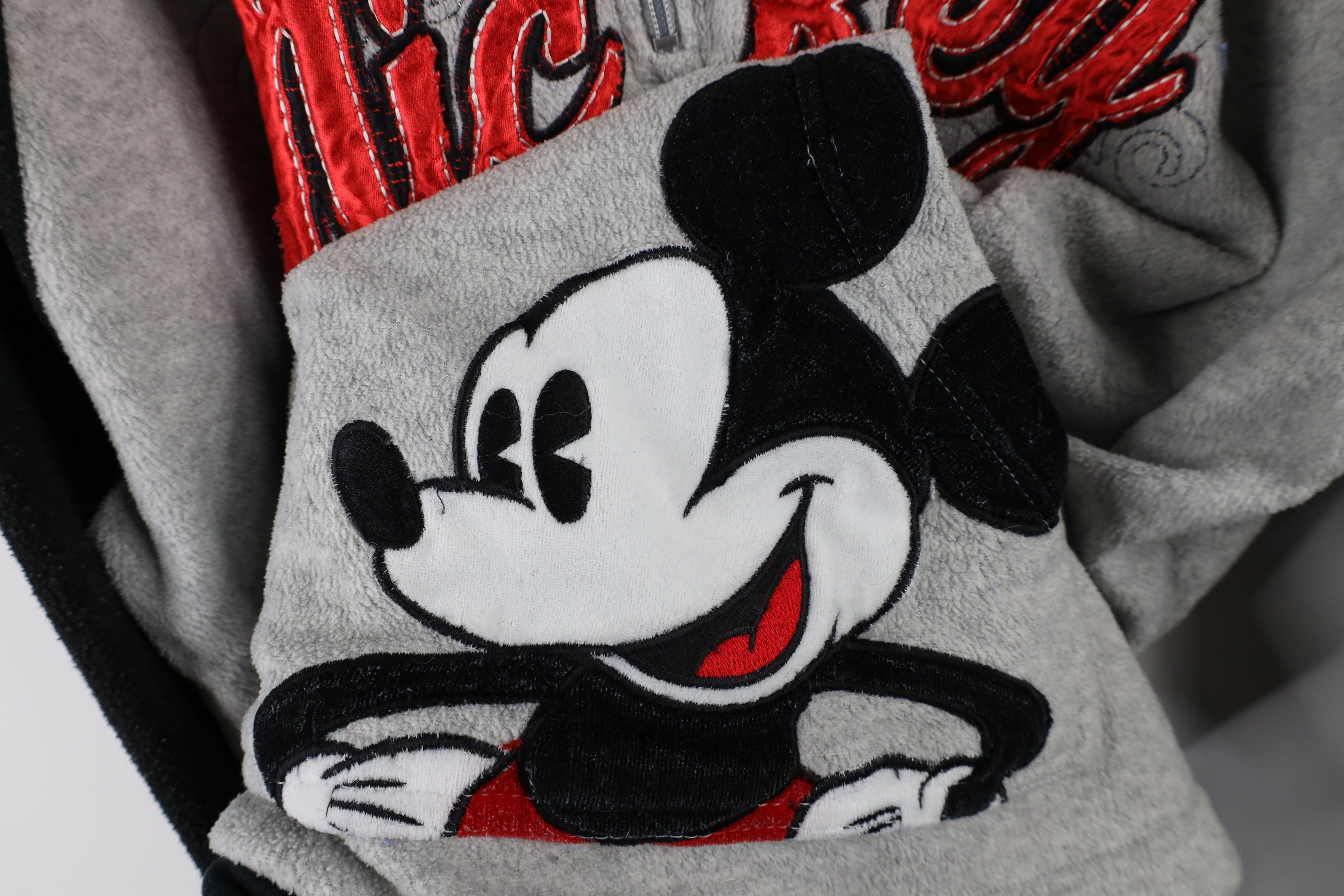 Disney × Vintage Vintage 90s Disney Mickey Mouse Half Zip Fleece Hoodie Gray Size XXL / US 16-18 / IT 52-54 - 7 Thumbnail