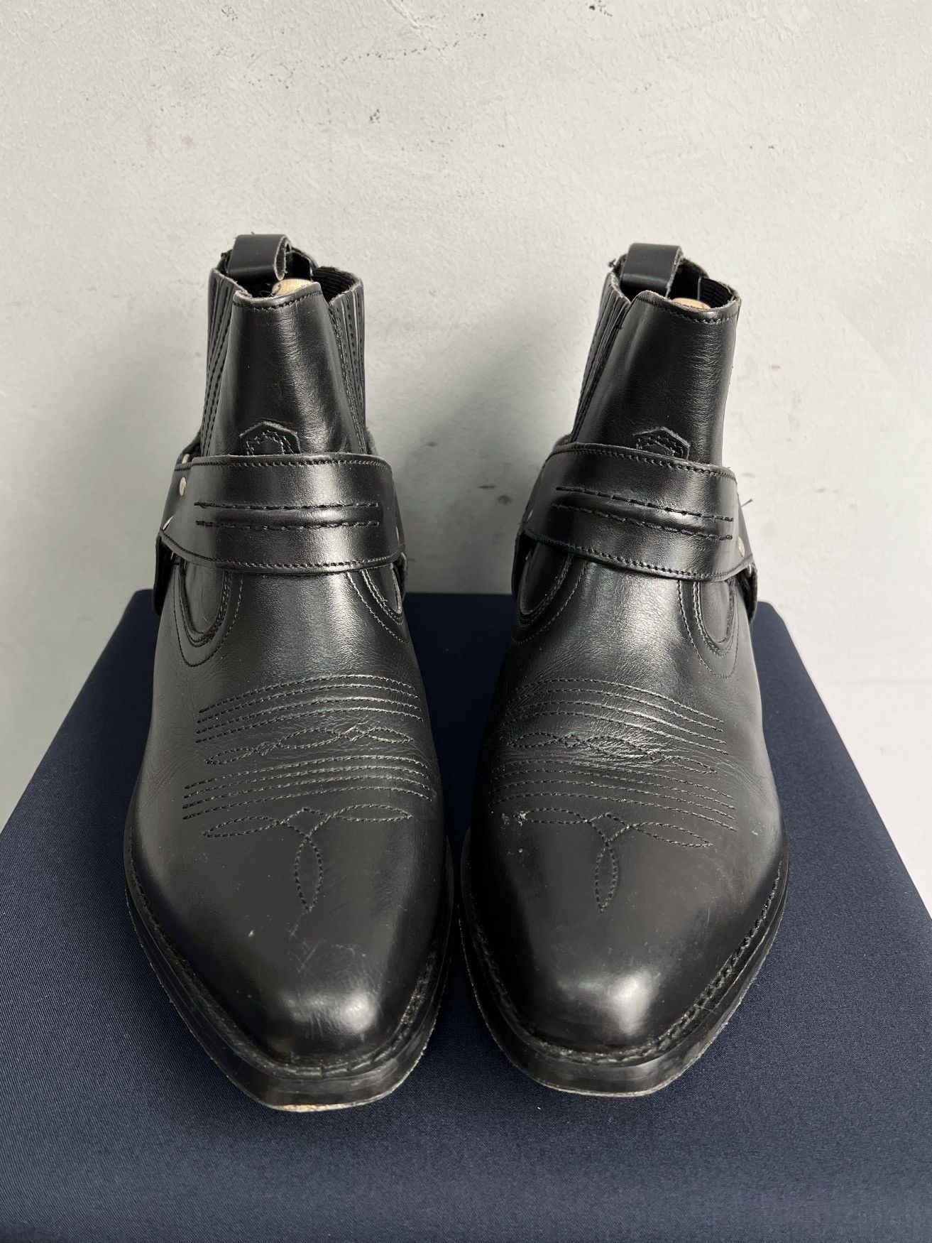 Western Rise Western guidi style leather boots black opium fashion y2k Size US 8.5 / EU 41-42 - 5 Thumbnail