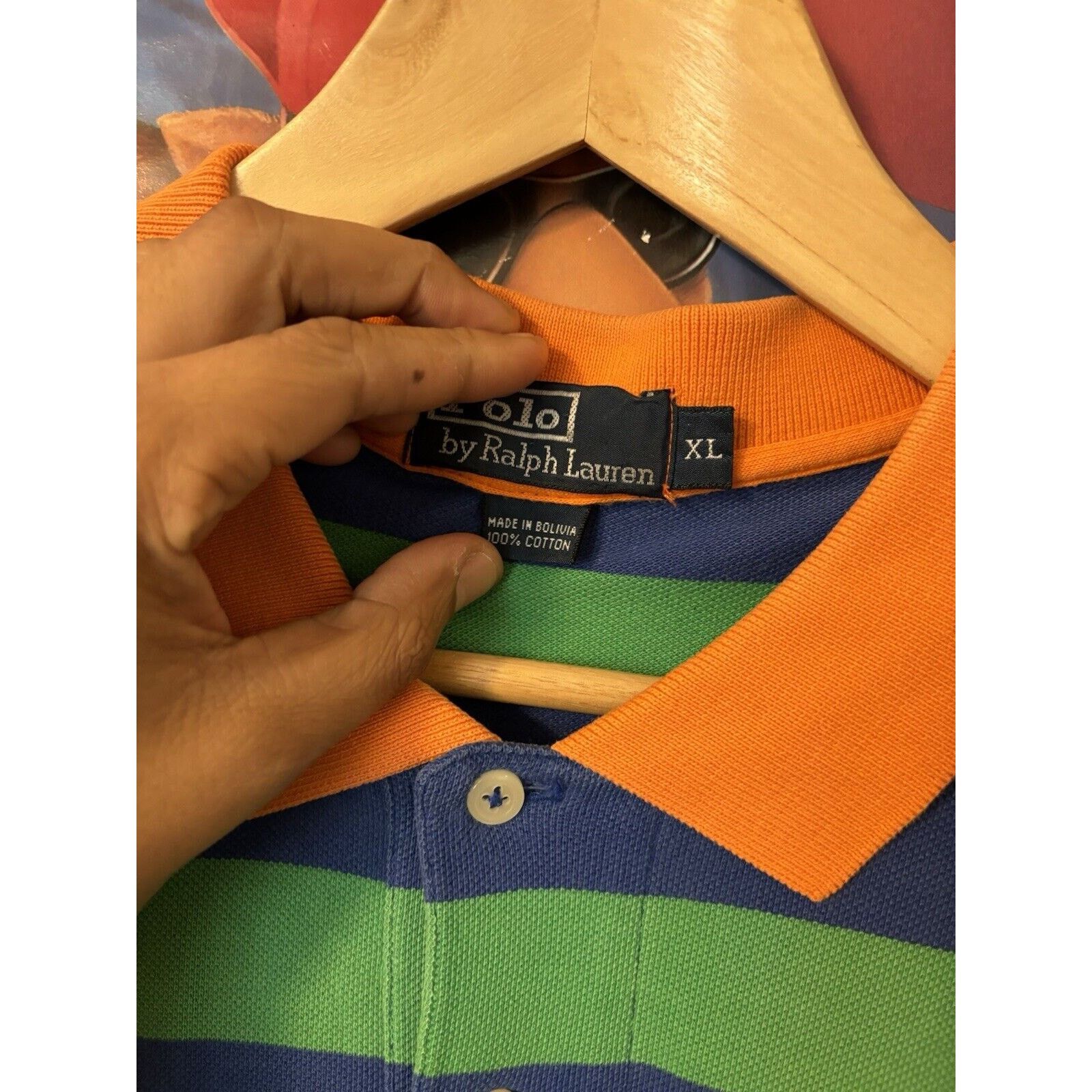 Polo Ralph Lauren Vintage polo ralph lauren size xl stripe green orange collar Size US XL / EU 56 / 4 - 4 Thumbnail