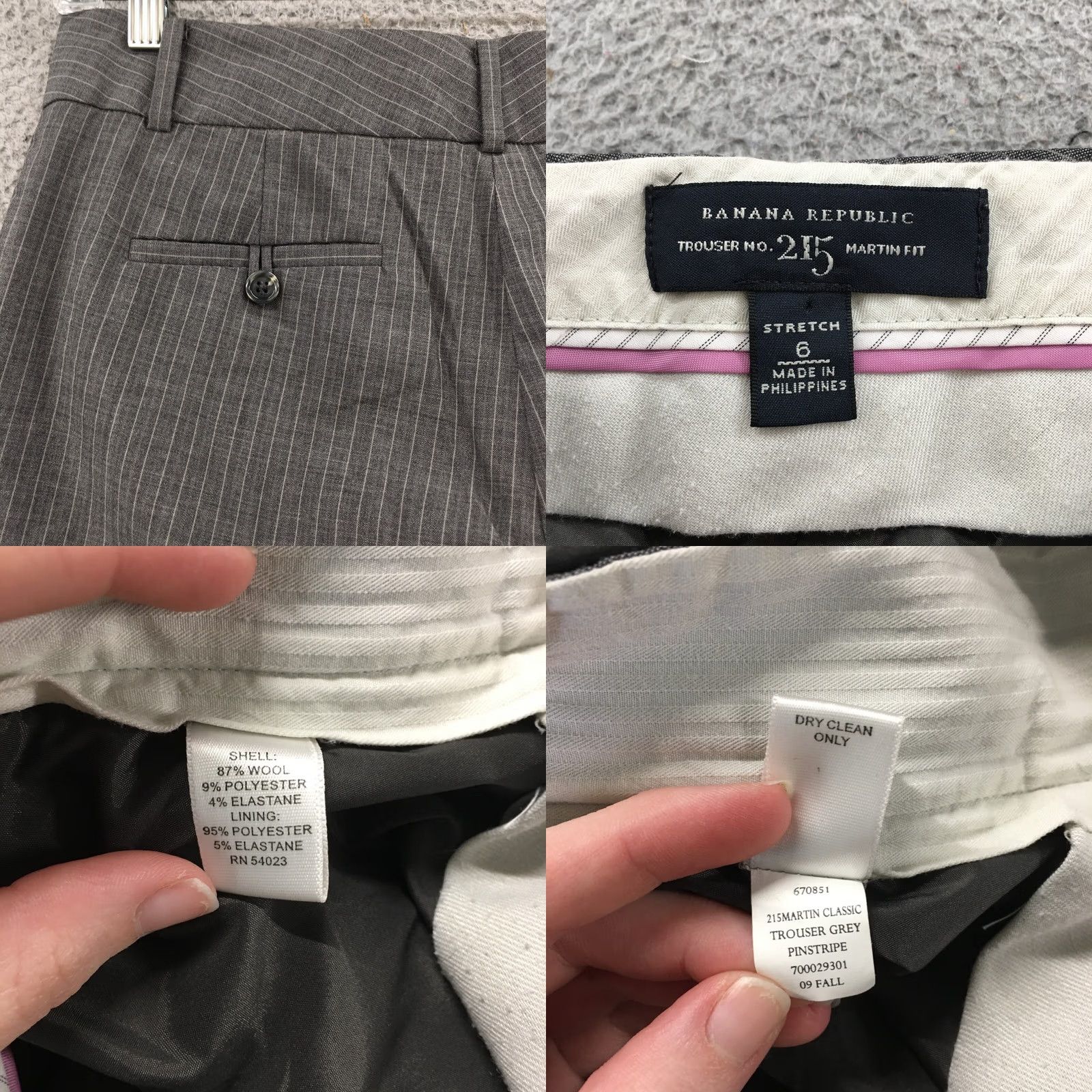 Banana Republic Banana Republic Martin Trouser Dress Pants Womens 6 Gray Striped Wool Blend Dress Pants Regular Rise Flat Front Pockets Casual Mens Womens Girls Boys Size 28" / US 6 / IT 42 - 9 Thumbnail