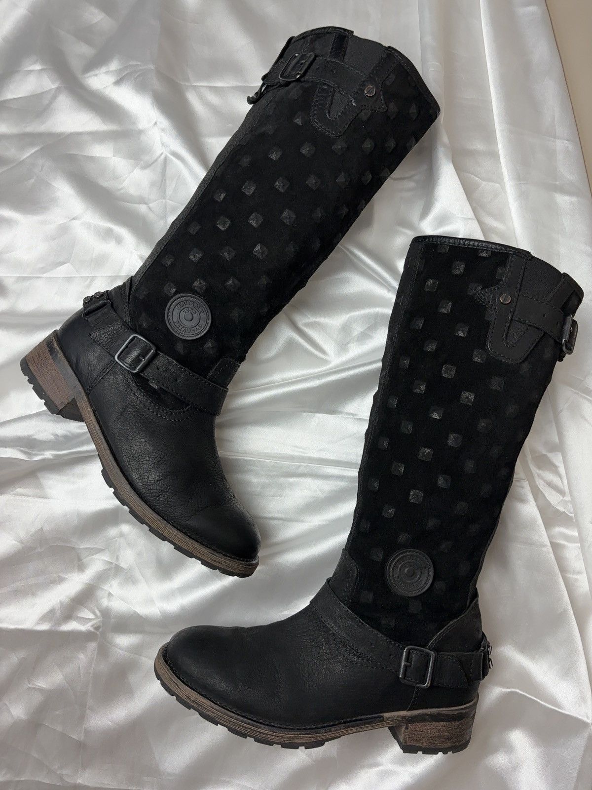 Vintage Leather Pataugas moto biker vintage high boots as 98 style Size US 7 / IT 37 - 1 Thumbnail
