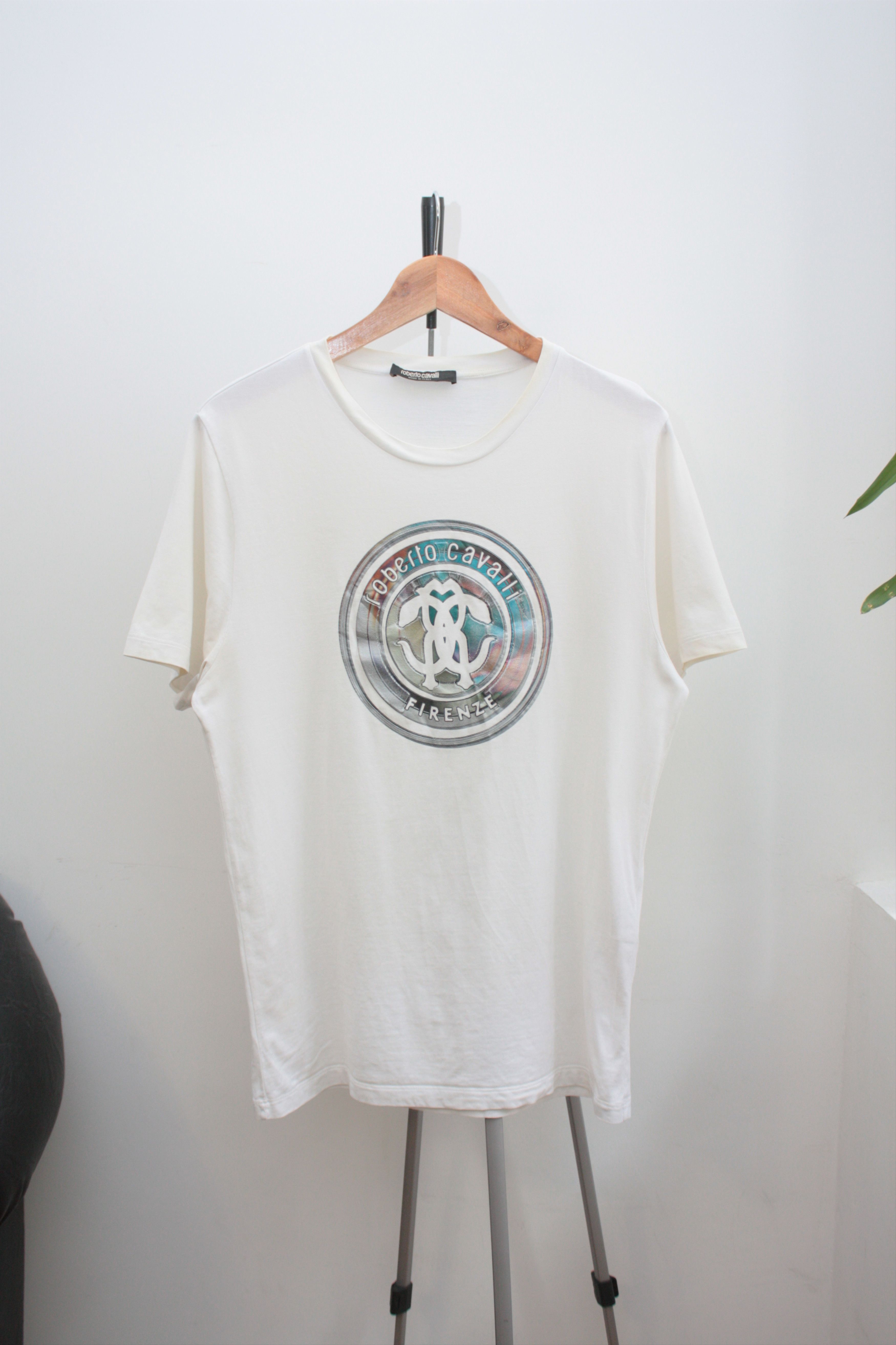 Roberto Cavalli Roberto Cavalli White T-Shirt Men's Large Slim Fit Size US L / EU 52-54 / 3 - 3 Thumbnail