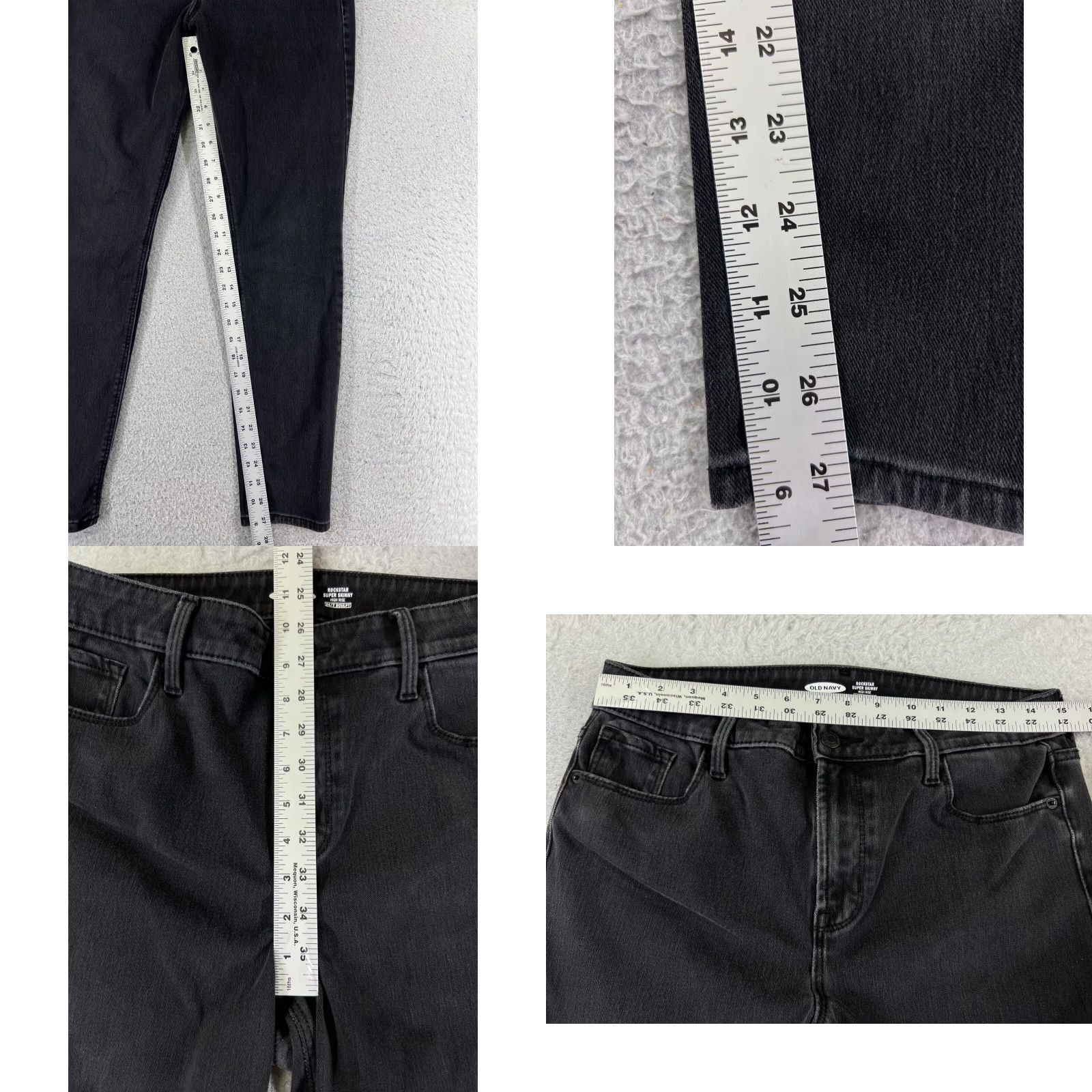 Old Navy Old Navy Pants Womens 10 Black Denim Jeans Rockstar High Rise Super Skinny 30x27 Size 32" / US 10 / IT 46 - 8 Thumbnail