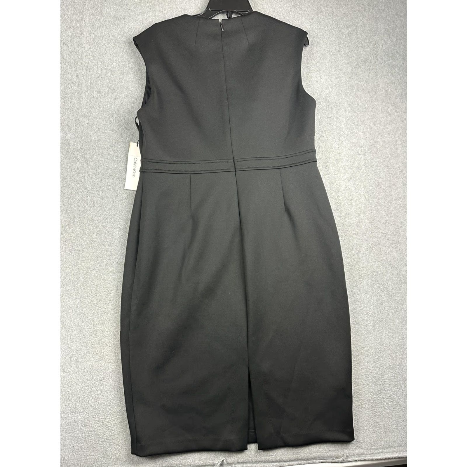 Calvin Klein Calvin Klein Dress Women 16 Black Sleeveless Square Neck Sheath Knee Length LBD Size XXL / US 16-18 / IT 52-54 - 7 Thumbnail