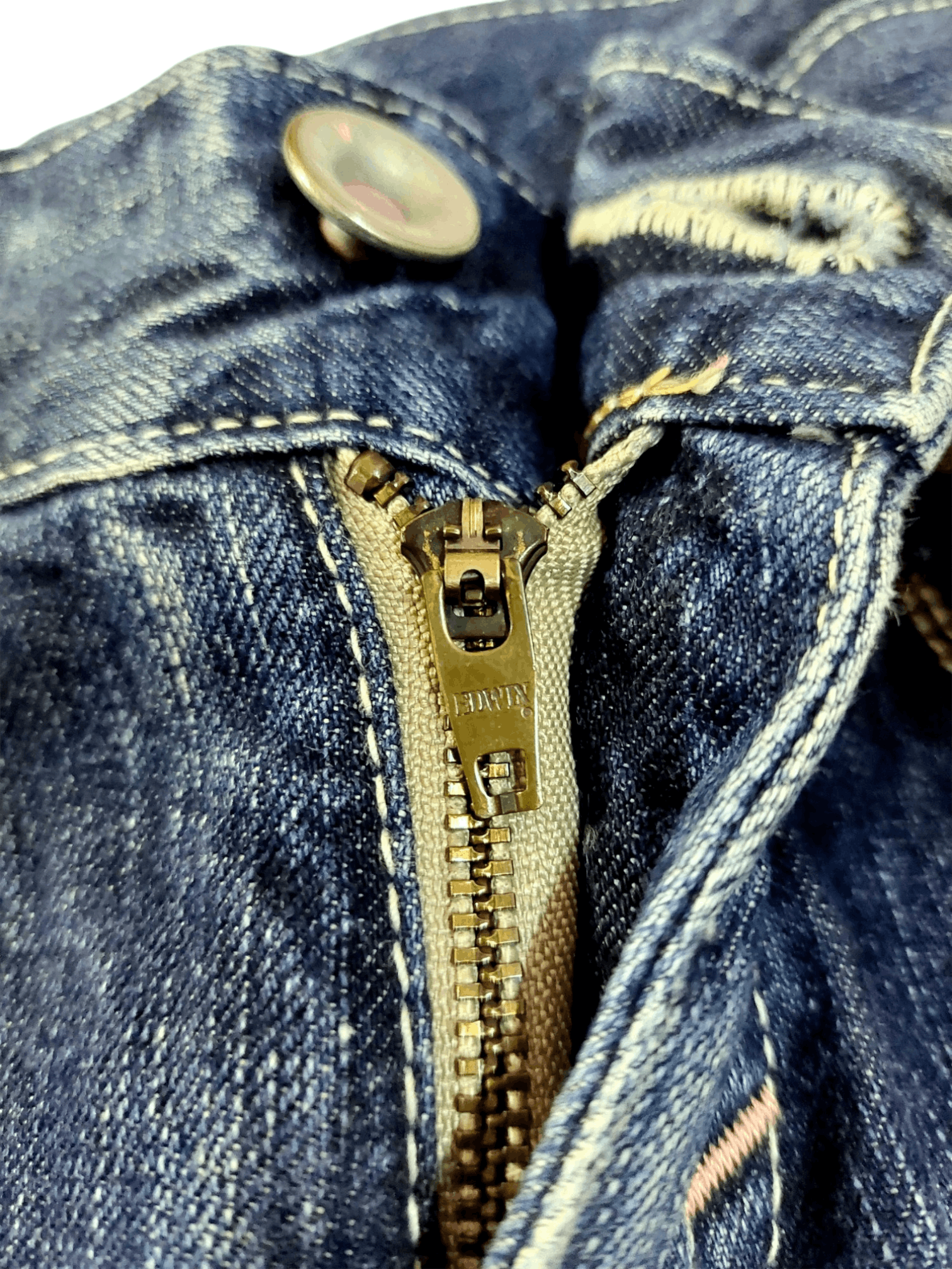 Edwin × Japanese Brand Flare Edwin 503 Blue Trip Buckle Back Denim Size 28" / US 6 / IT 42 - 17 Thumbnail