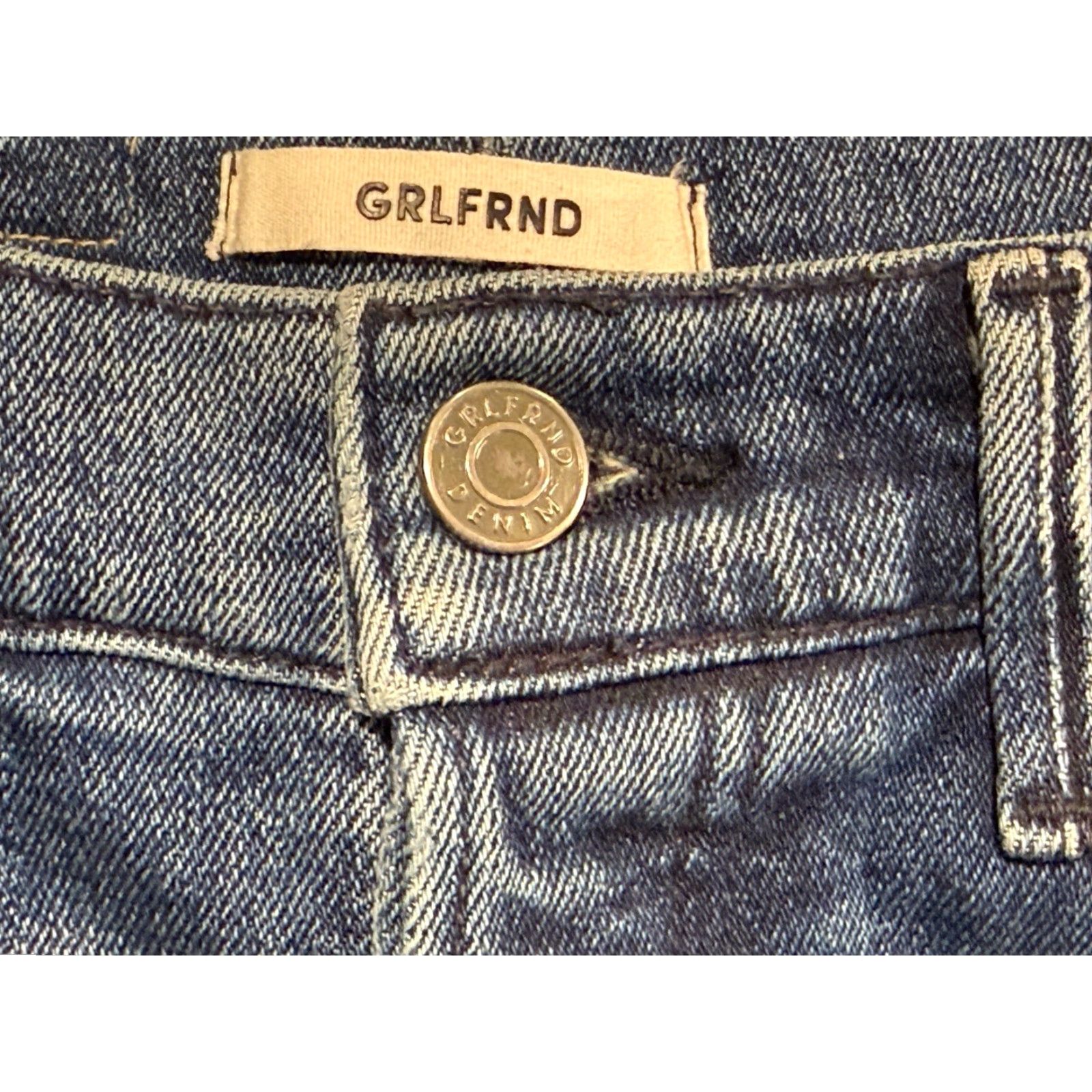 GRLFRND Grlfrnd Karolina High Rise Slim Fit Button Fly Denim Jeans Adult Size 26 Blue Cropped Denim Retro Womens Size 26" / US 2 / IT 38 - 6 Thumbnail