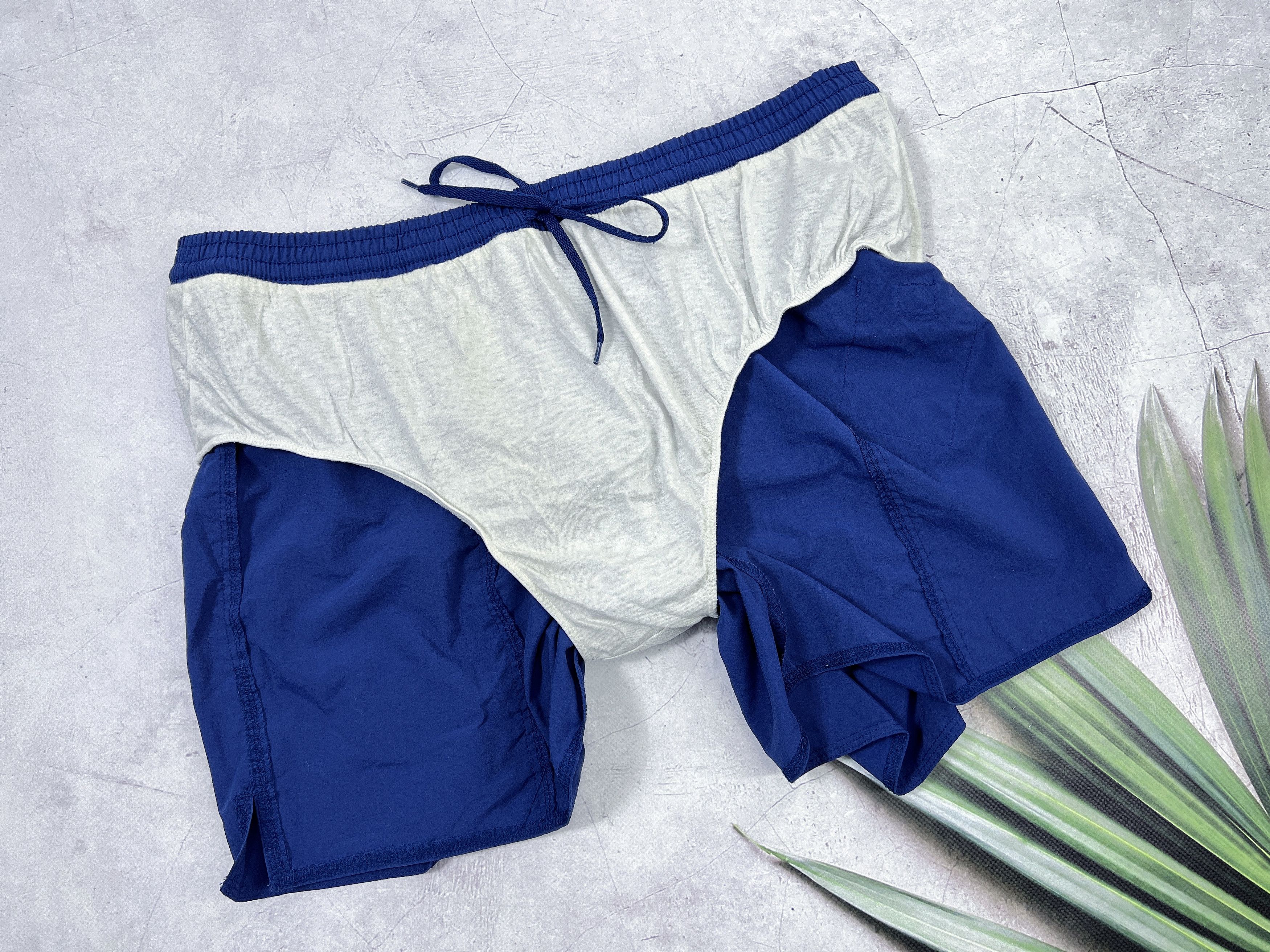 Nike × Vintage Vintage Nike Shorts Swoosh Logo Dark Blue Size US 36 / EU 52 - 9 Thumbnail