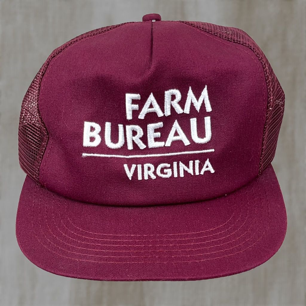 Vintage VINTAGE K Products Trucker Hat Cap Made In USA 80s Farm Bureau Virginia Maroon Size ONE SIZE - 1 Thumbnail