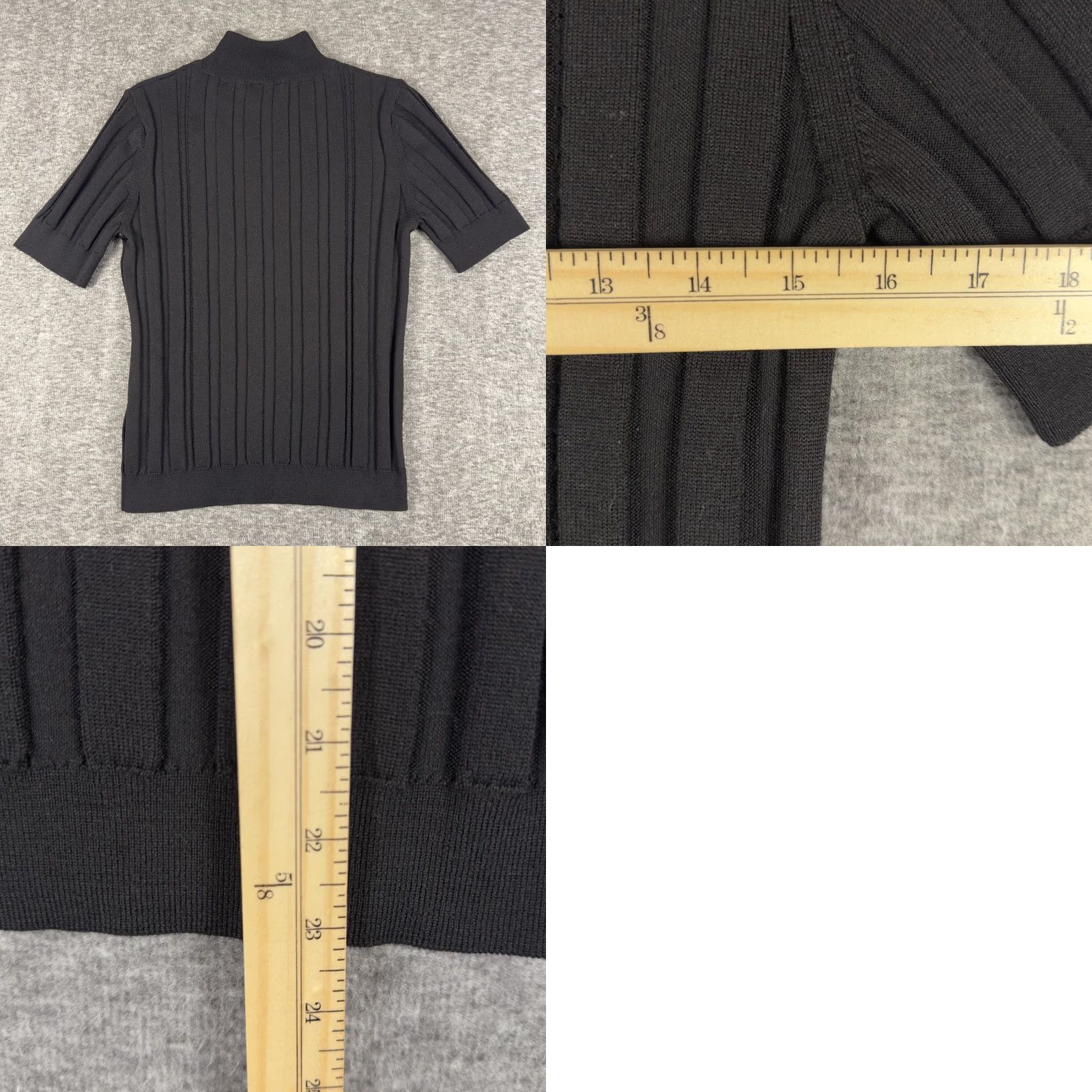 Vintage Knitss Sweater Womens Medium Black Opal Top Wool Blend Mock Neck Ribbed Knit Short Sleeve Pullover Feminine Size M / US 6-8 / IT 42-44 - 8 Thumbnail