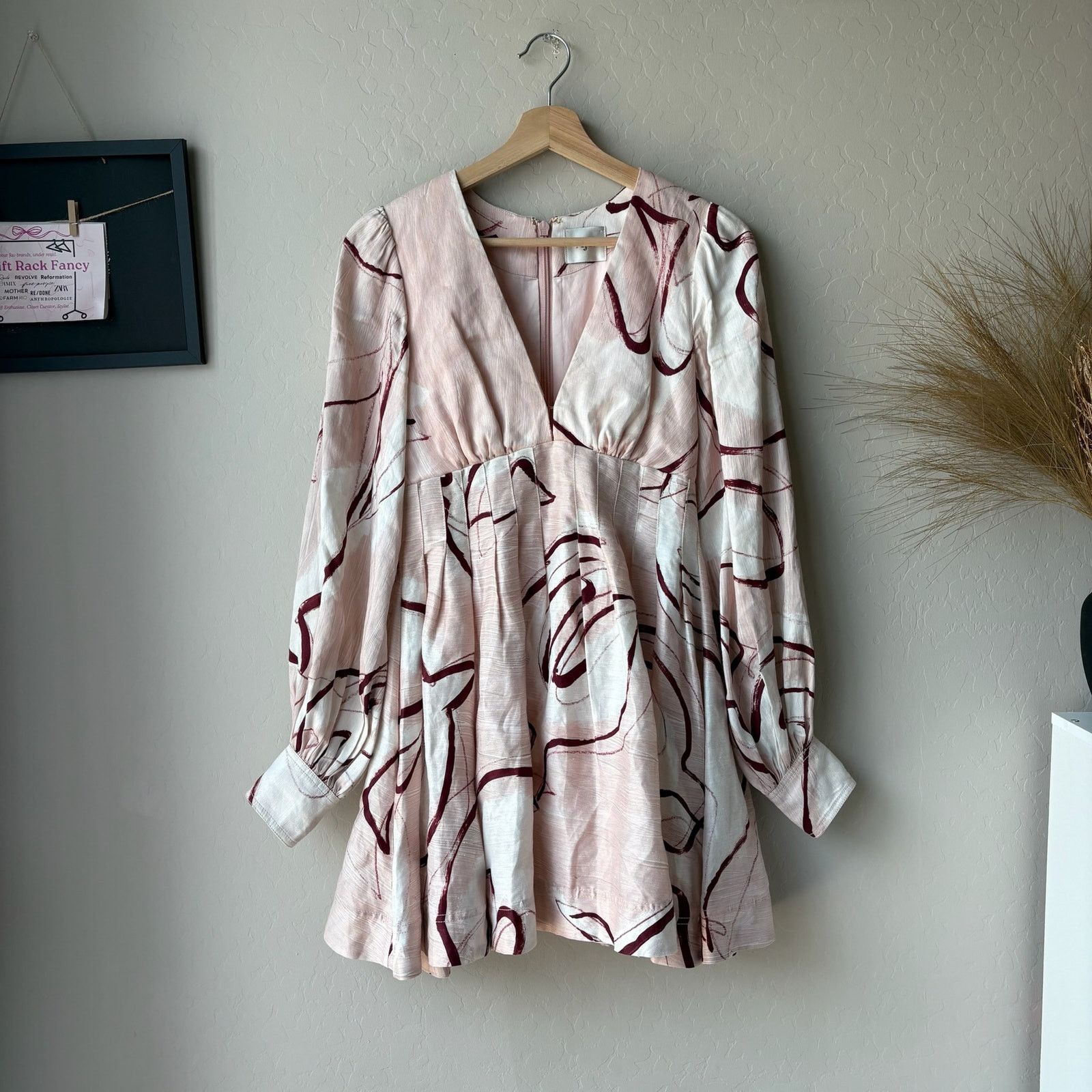 Aje Aje Dress Pink Abstract Dove Linen Blend Minidress Size US 0 Size XS / US 0-2 / IT 36-38 - 2 Thumbnail