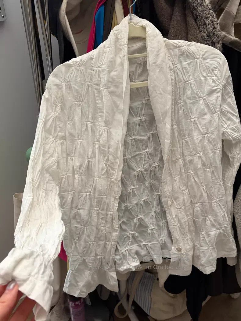 Issey Miyake Issey Miyake White Pleated Artistic Top Cardigan Size S / US 4 / IT 40 - 1 Thumbnail