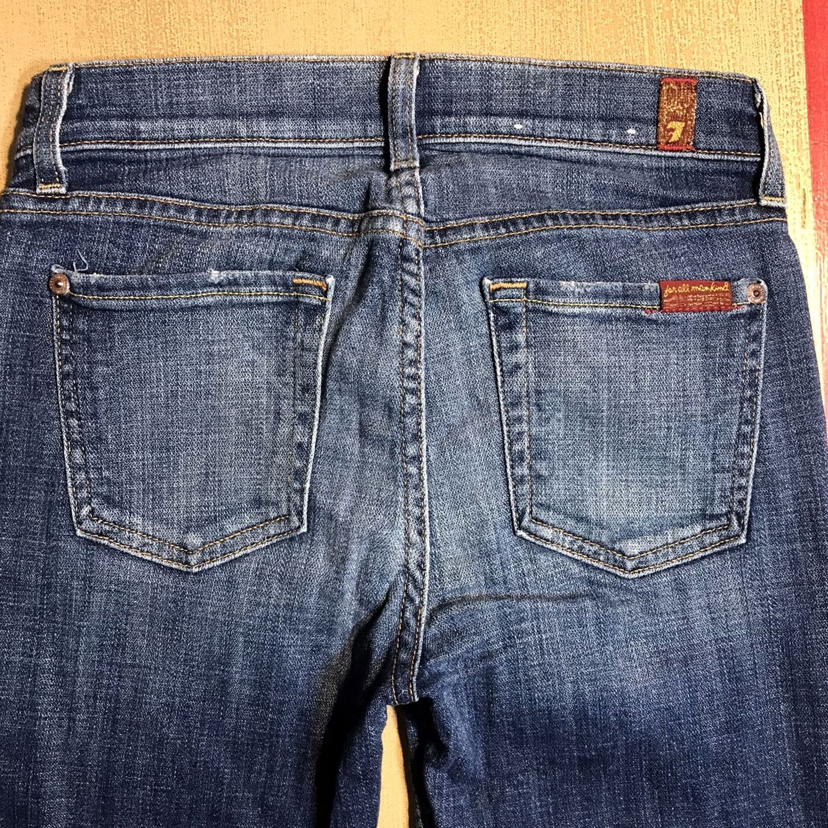 7 For All Mankind VINTAGE 7 For All Mankind Jeans Womens High Waist Skinny Distressed Blue 28 Inseam 90s Bohemian Womens Jeans Size 26" / US 2 / IT 38 - 3 Thumbnail