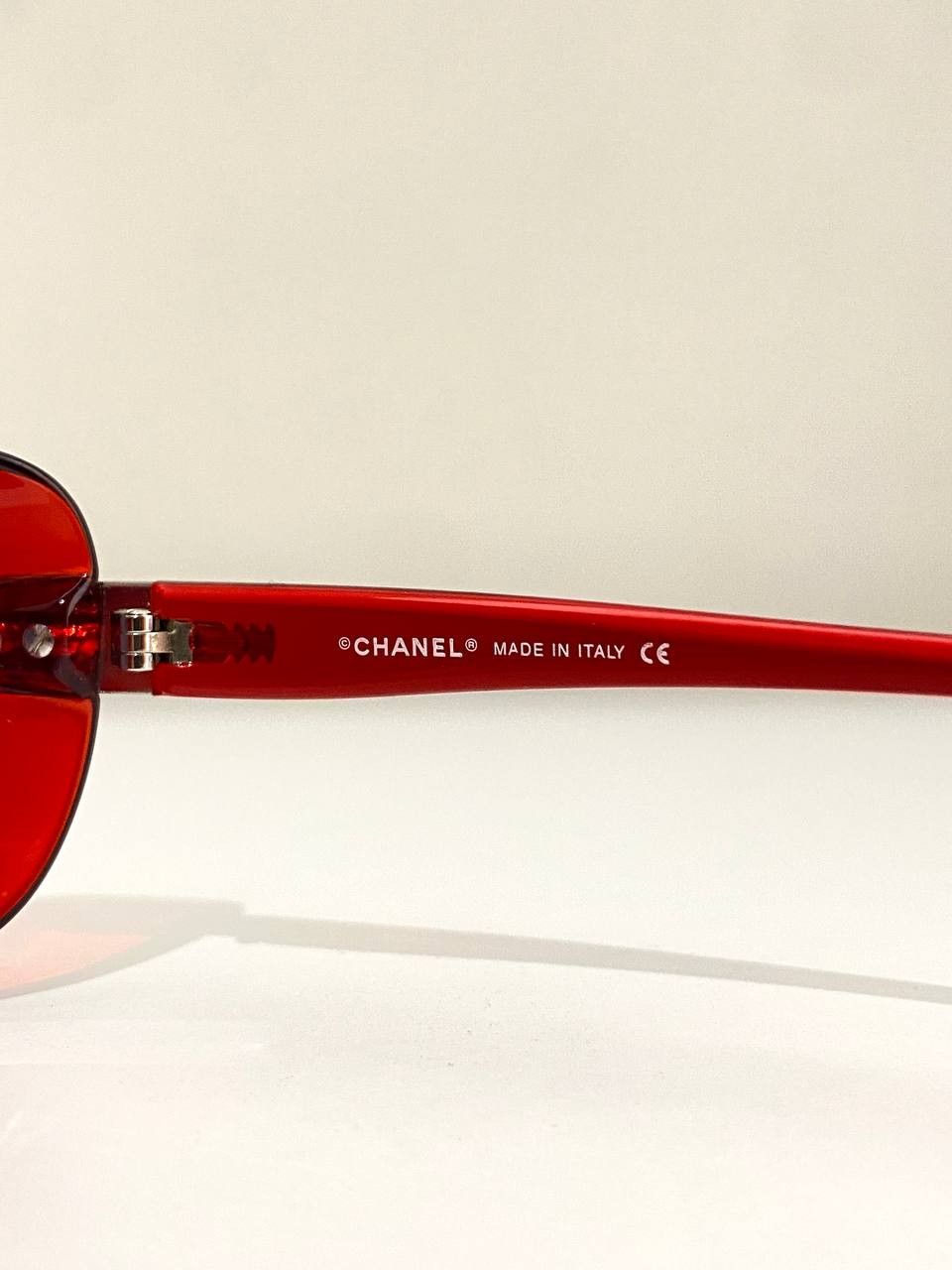 Chanel Chanel CC Logo Shield Oversized Vintage Red Sunglasses Y2K Size ONE SIZE - 11 Thumbnail
