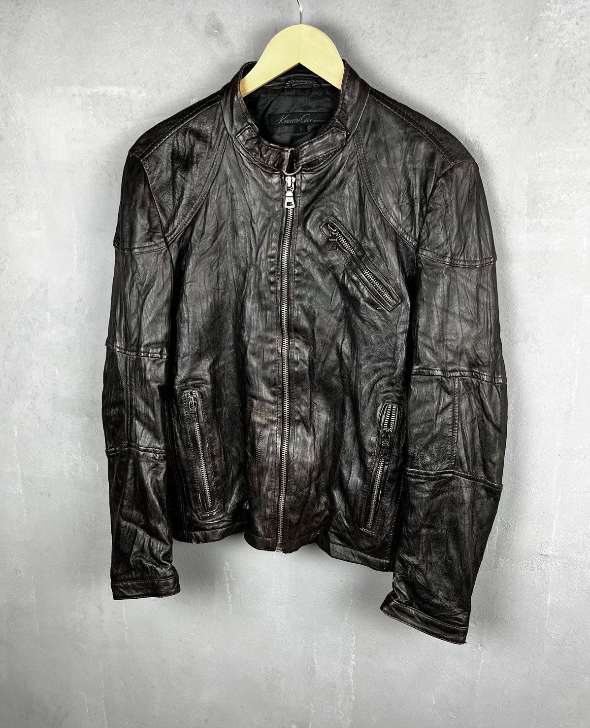 Kenneth Cole Avant Garde leather jacket Rick Owens style Y