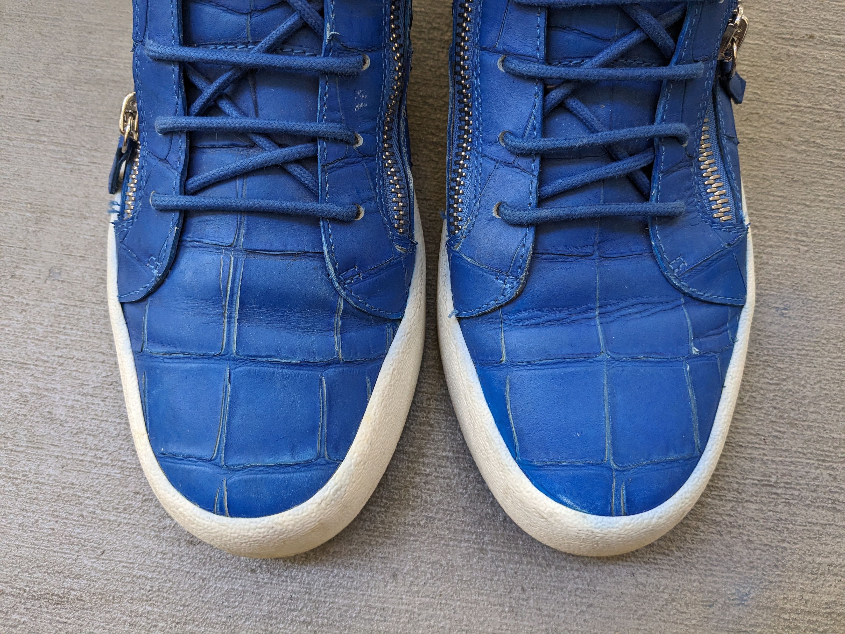 Designer Giuseppe Zanotti High Tops Blue 11 44 Croc Embossed Leather Size US 11 / EU 44 - 5 Thumbnail