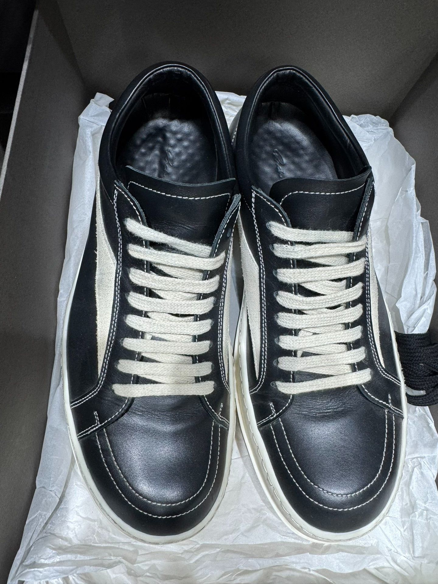 Rick Owens Rick Owens Leather Black Lowtop Sneakers 40 Men Size US 7 / EU 40 - 1 Thumbnail