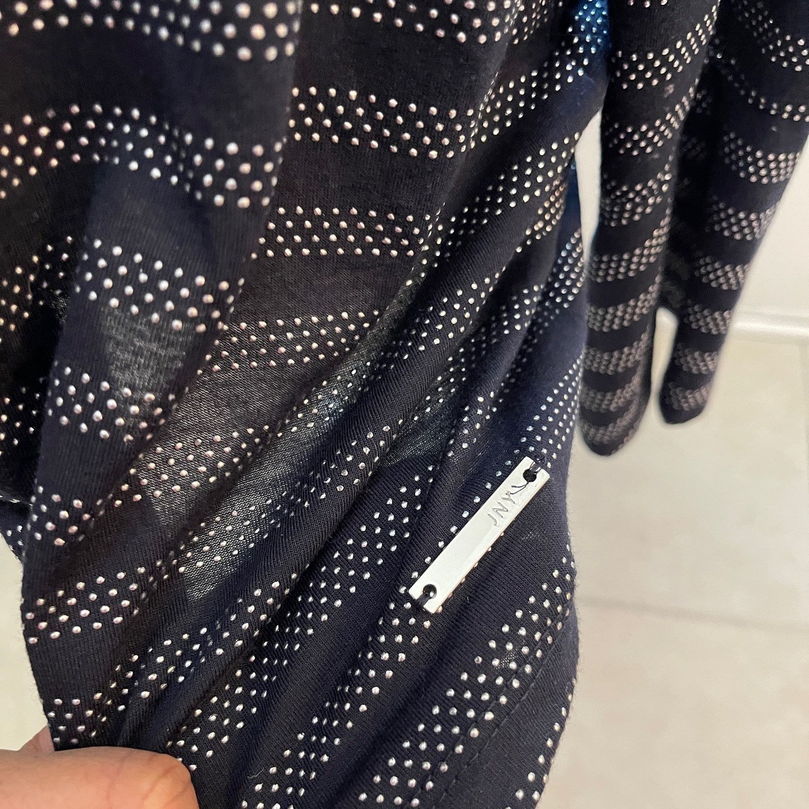 Jones New York Jones of New York 1X Black & Silver Long Sleeve Stripe JNY Size XL / US 12-14 / IT 48-50 - 4 Thumbnail