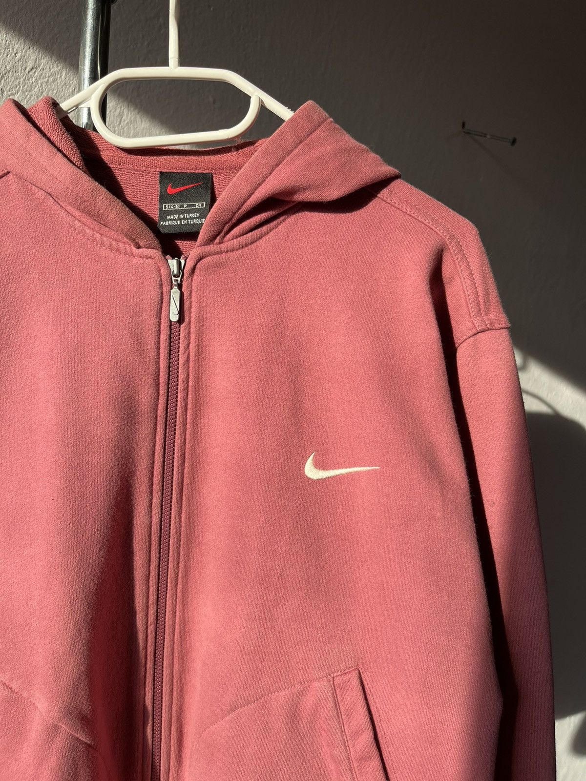 Image of Nike Zip-Hoodie Rose Swoosh 90's Grail Washed Pink, Men's (Size Small)