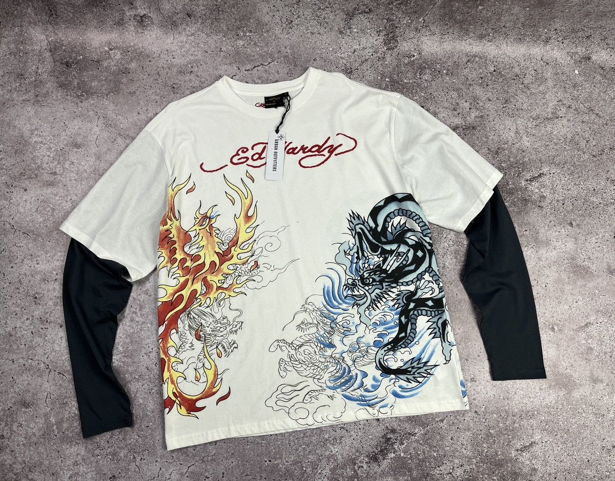 Ed Hardy Ed Hardy Dragon Phoenix Long Sleeve Y2K Tattoo Graphic Tee Size US S / EU 44-46 / 1 - 4 Thumbnail