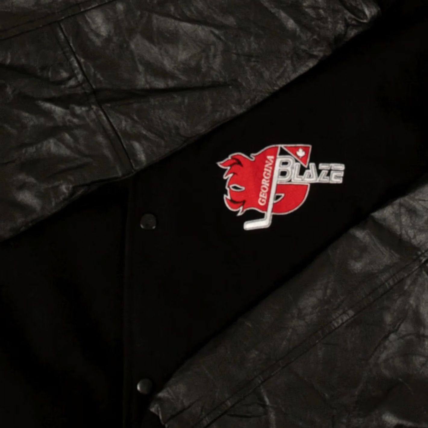 Vintage VINTAGE Georgina Blaze Wool Leather Varsity Jacket Men XL Black Size US XL / EU 56 / 4 - 6 Thumbnail