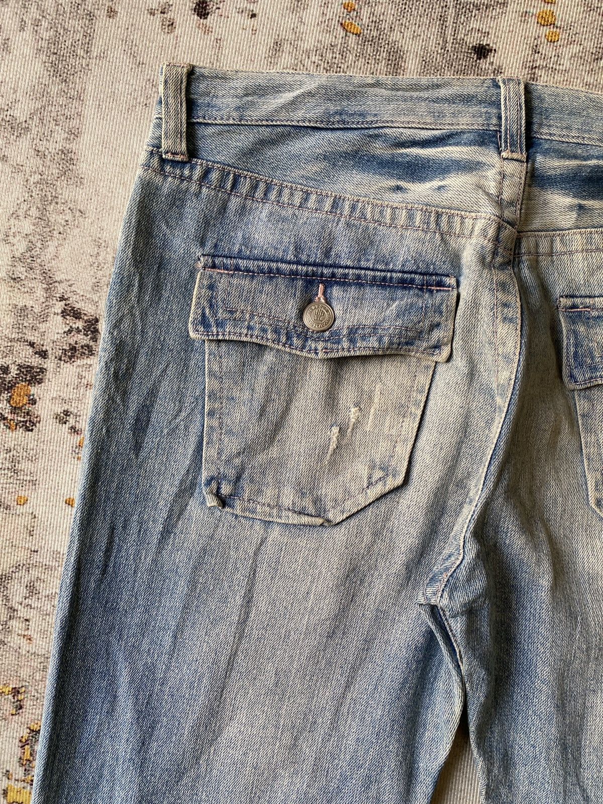Japanese Brand Japanese Traditional Design Dragons Print Blue Faded Denim Size US 35 - 14 Thumbnail