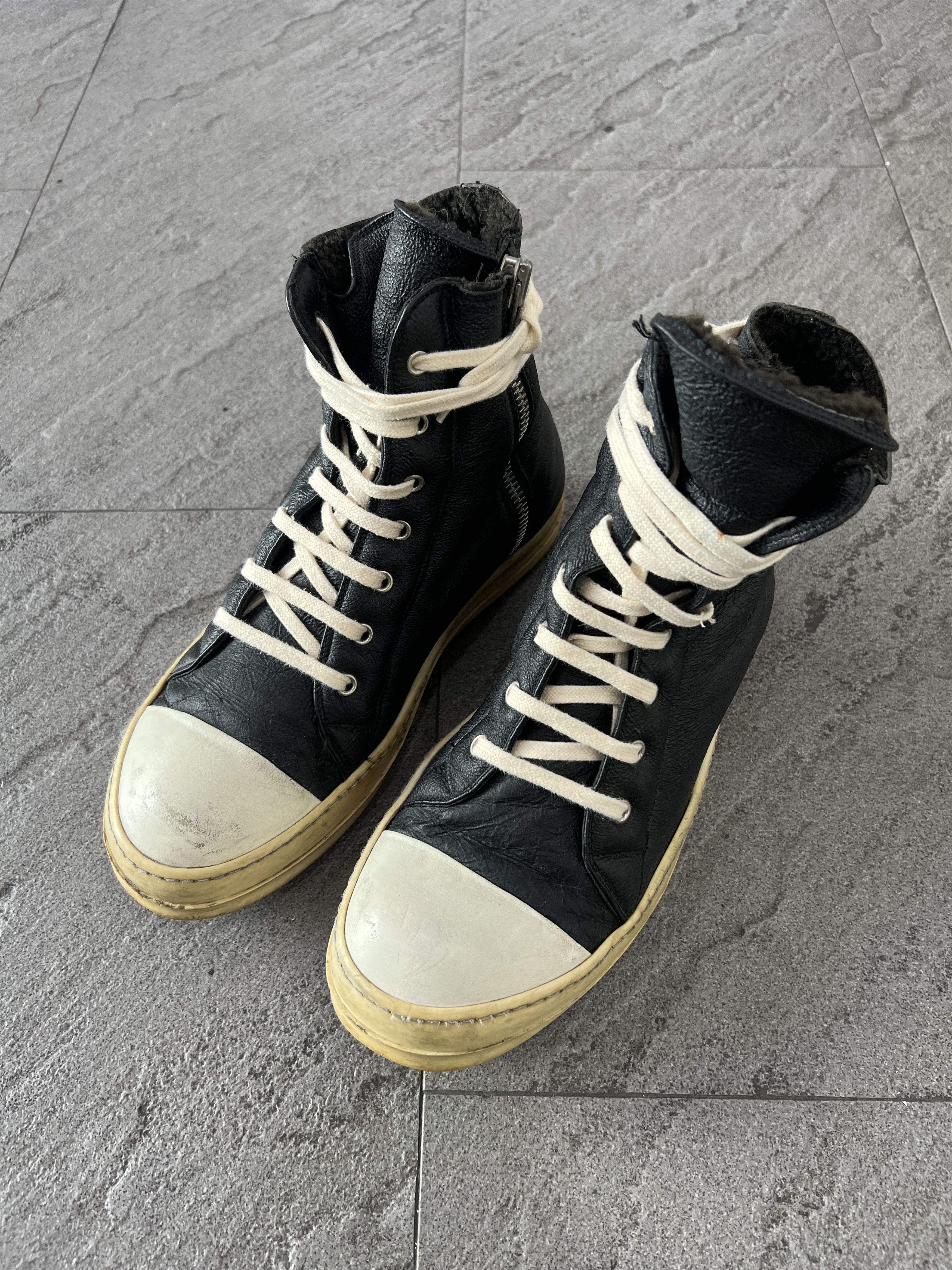 Rick Owens Rick Owens Ramones High Black Leather Milk EU42 Size US 9 / EU 42 - 5 Thumbnail
