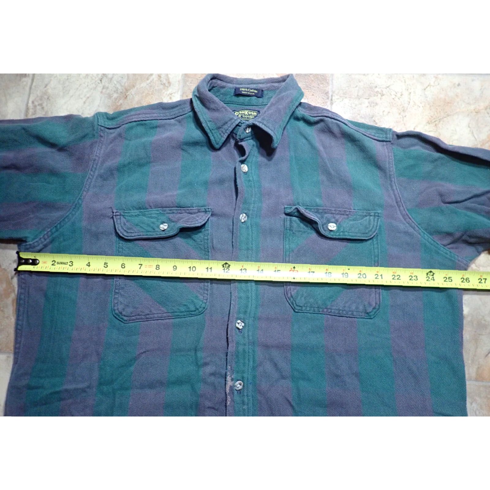 Vintage VINTAGE OshKosh B'Gosh Mens XL Tall Flannel Shirt Distressed Green Black Heavy Cotton Size US XL / EU 56 / 4 - 6 Thumbnail