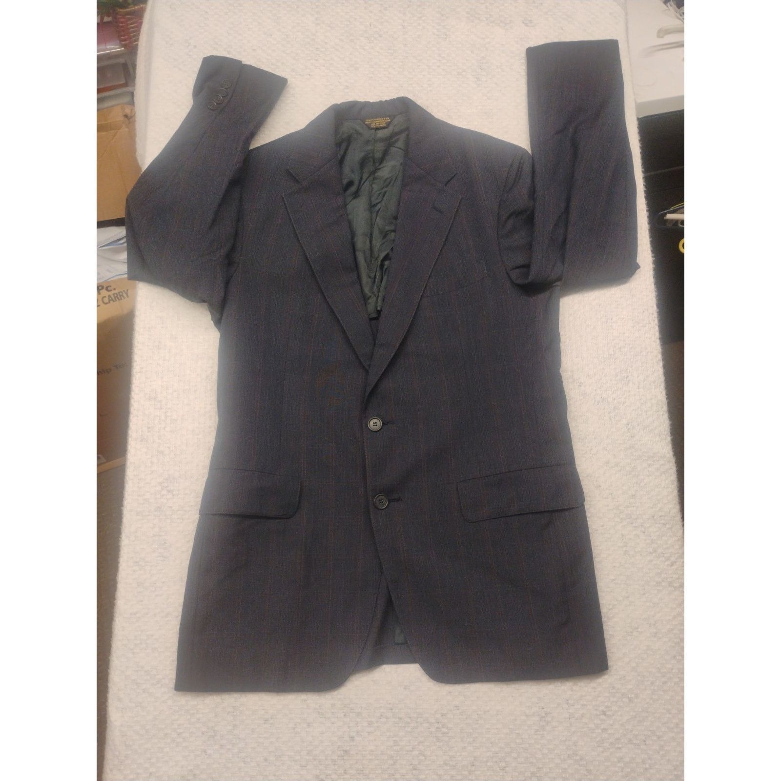 Other Palm Beach Mens Blazer Sport Coat 40R Navy Blue Windowpane Size 40R - 1 Thumbnail