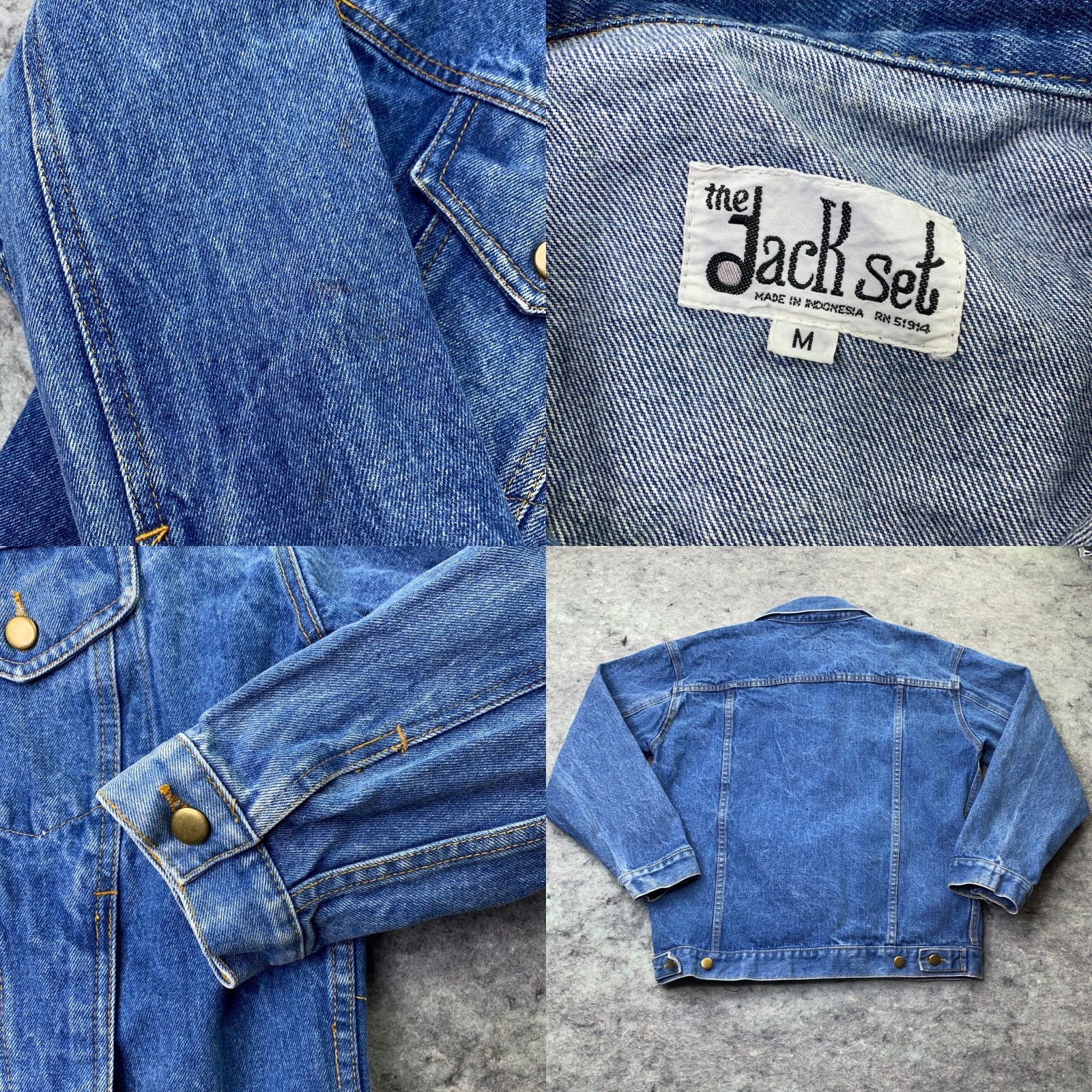 Vintage VINTAGE The Jack Set Womens Jacket Shirt Denim Trucker Coat Boxy Blue 80s Retro Oversized Pockets Small Details: Button Size 32" / US 10 / IT 46 - 8 Thumbnail
