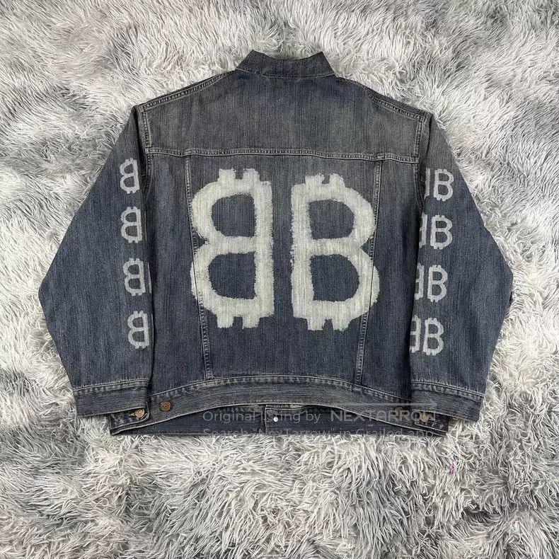 Balenciaga Balenciaga Double B Bitcoin logo denim jacket Size US M / EU 48-50 / 2 - 2 Thumbnail