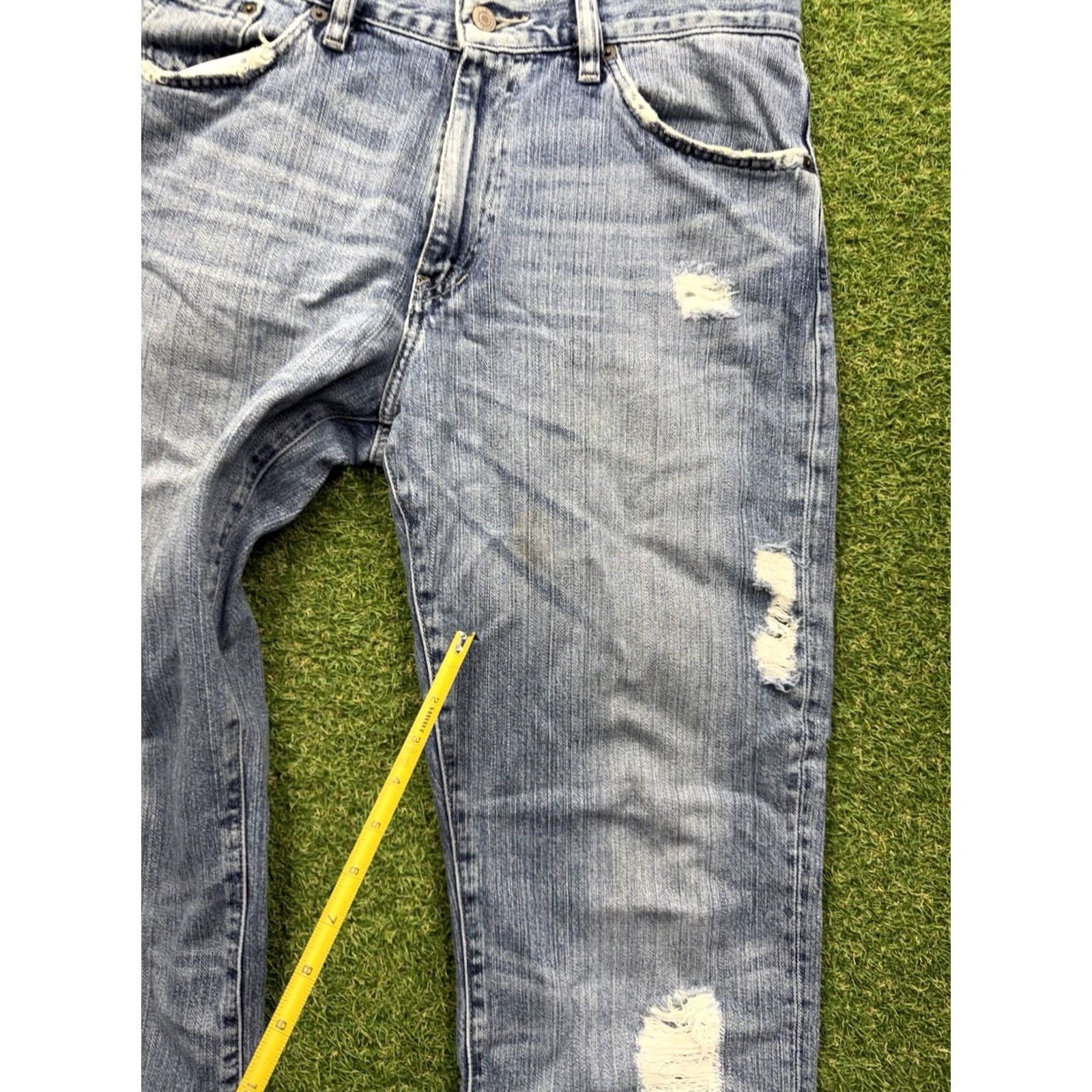 Express Express Jeans Precision Fit Mens 33x32 Quince Bootcut Light Wash Denim Distress Shirt Size US 32 / EU 48 - 6 Thumbnail