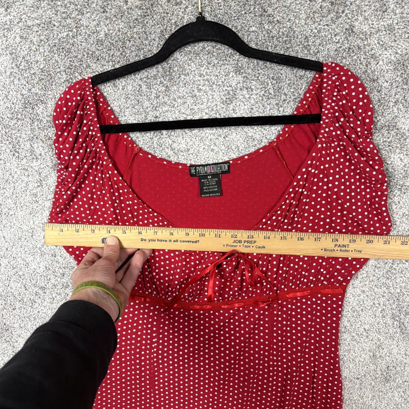 Vintage The Pyramid Collection Dress Women M Red Polka Dot Fit Flare Bow Retro Size M / US 6-8 / IT 42-44 - 2 Thumbnail