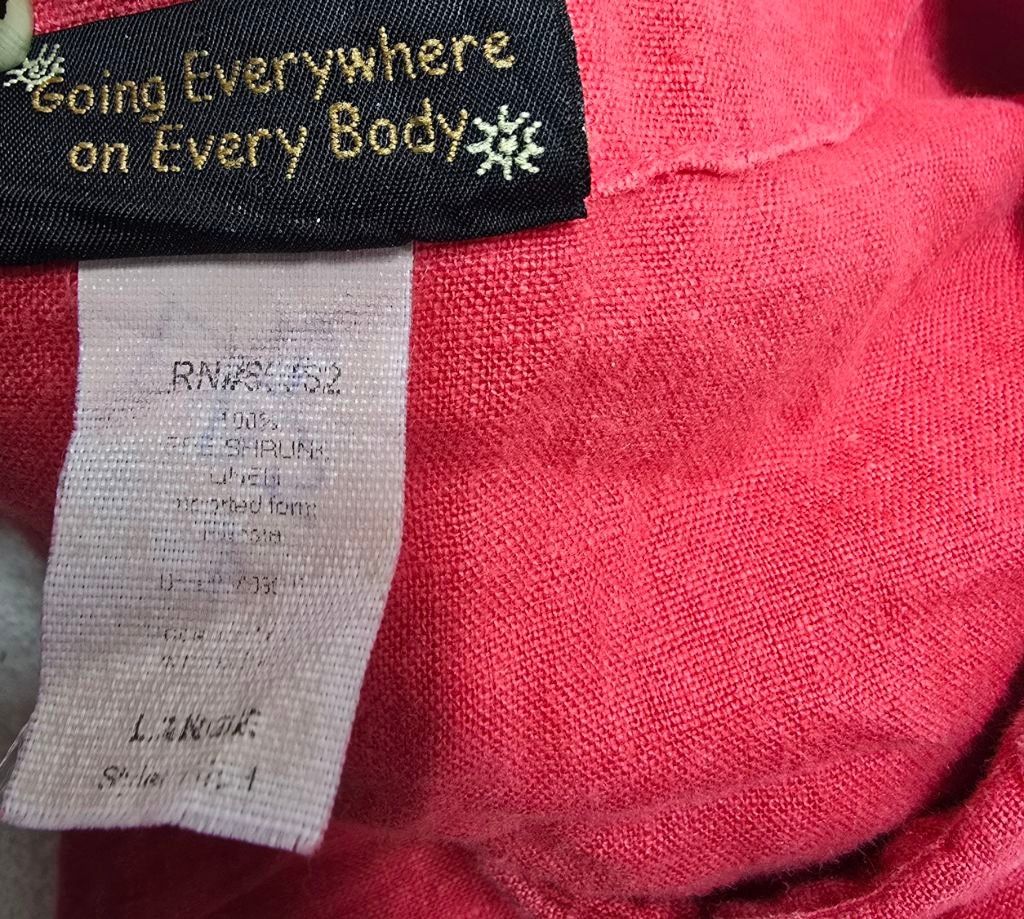 The Unbranded Brand Women's Liz & Jane Red Linen Button Down Shirt L Size L / US 10 / IT 46 - 7 Thumbnail