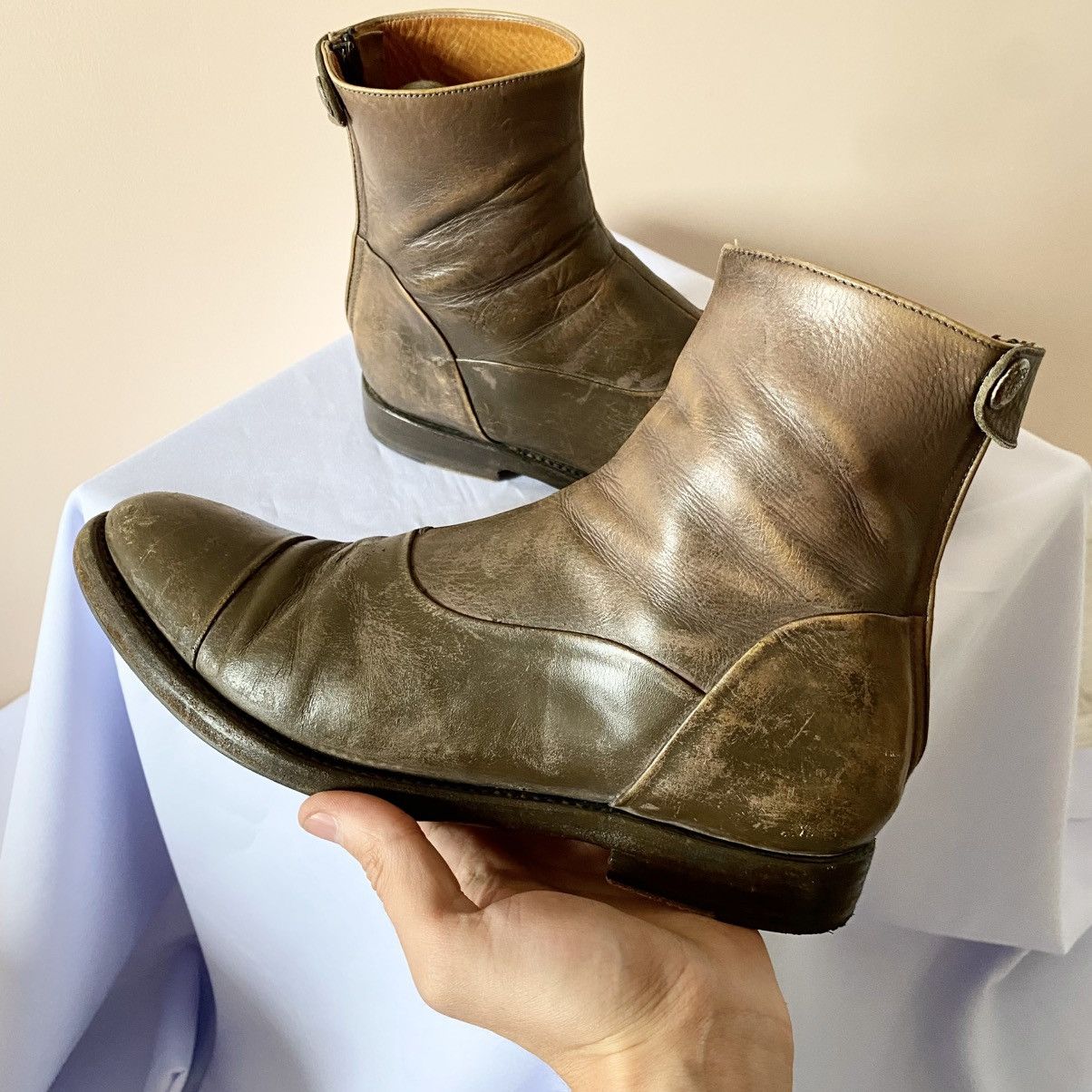 Japanese Brand RARE Alberto Fasciani Leather Distressed Boots Guidi Style Size US 8.5 / IT 38.5 - 5 Thumbnail