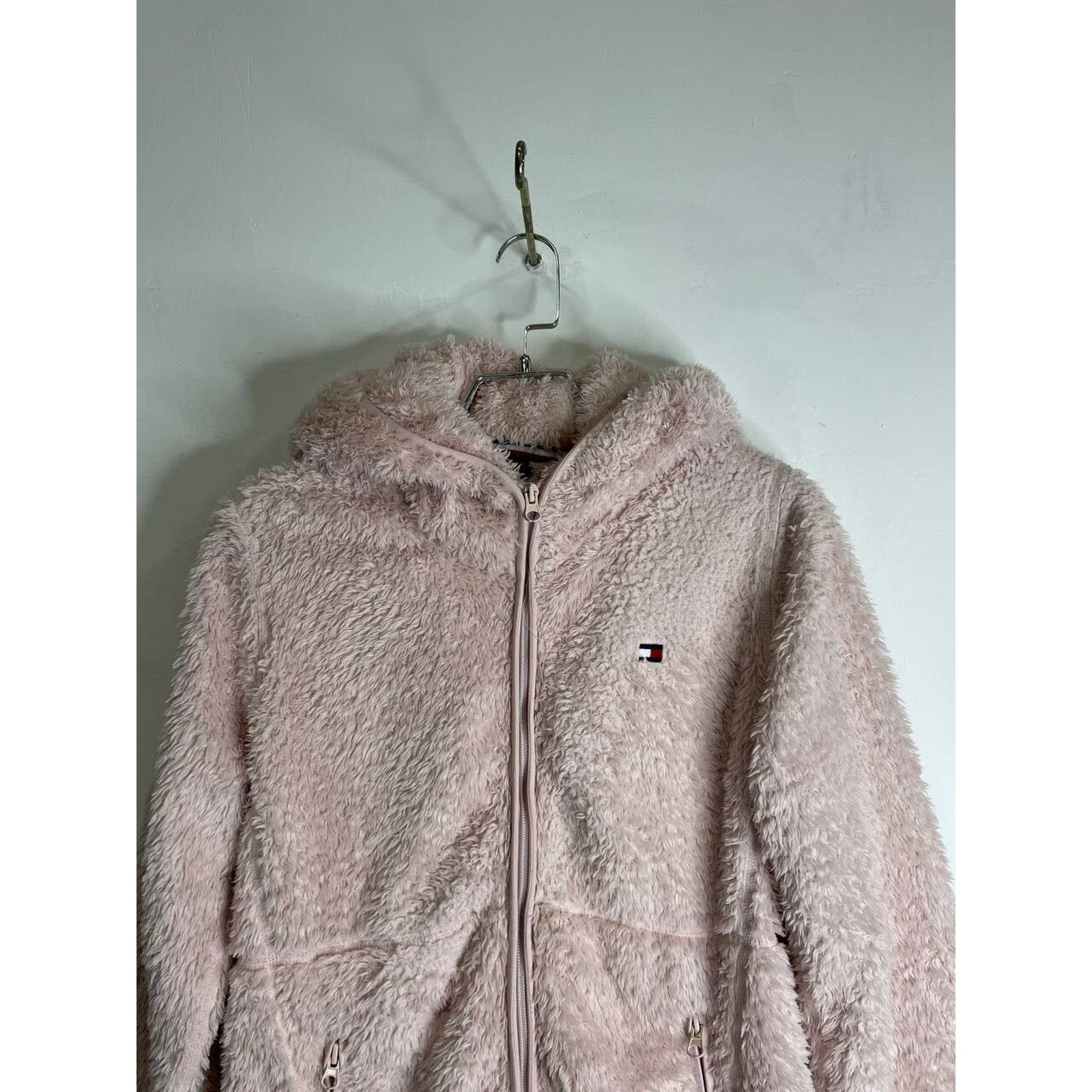 Tommy Hilfiger Vintage Tommy Hilfiger Fuzzy Hooded ZipUp Jacket Pink Size M Size M / US 6-8 / IT 42-44 - 3 Thumbnail